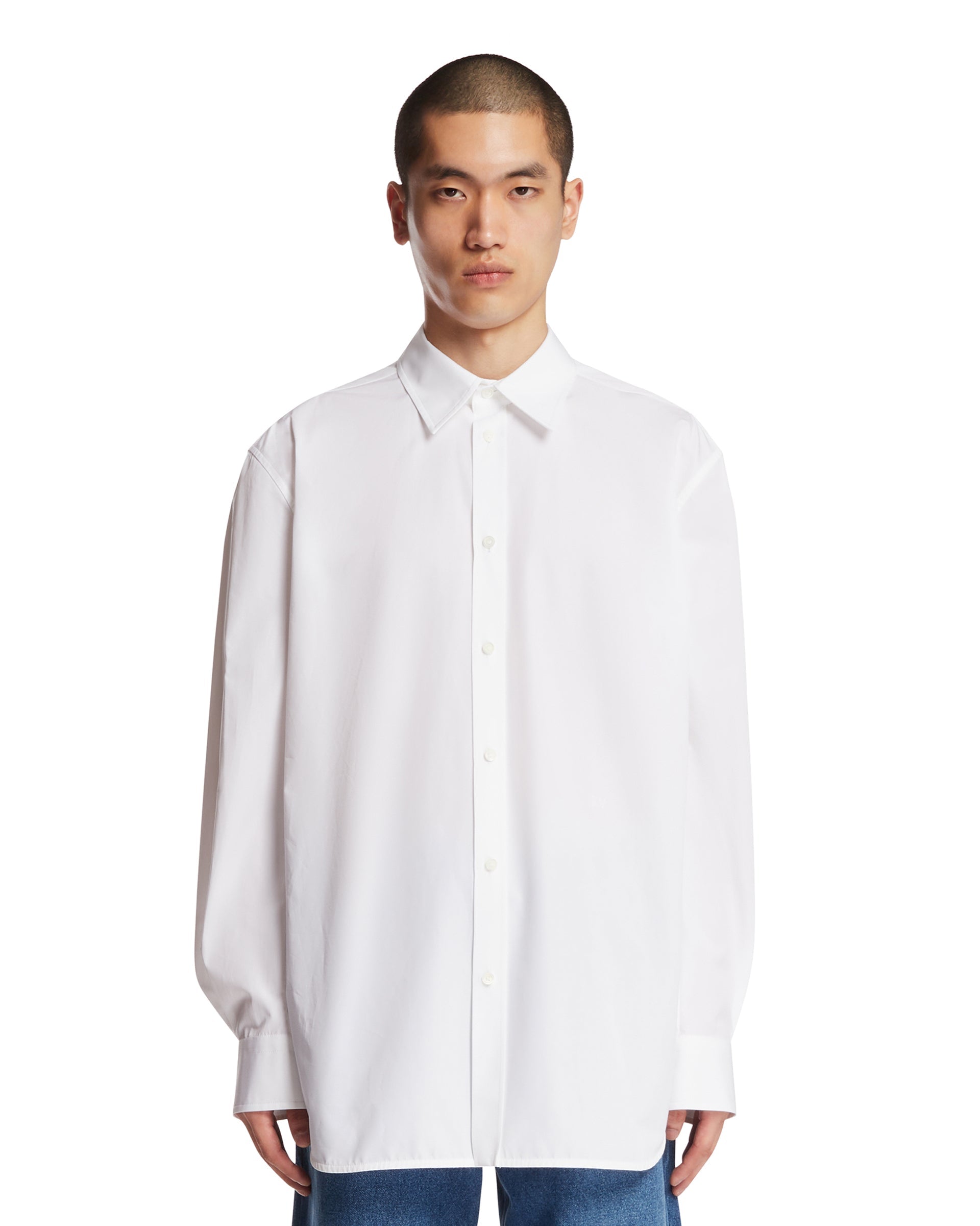 White Cotton Poplin Shirt Bottega veneta – Гарантія оригінальності – боковий вид
