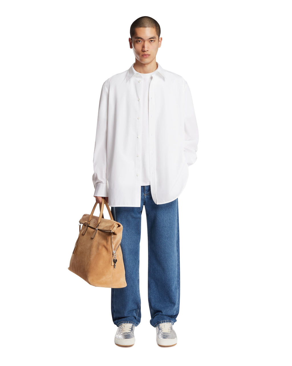 White Cotton Poplin Shirt Bottega veneta – Гарантія оригінальності – детальний вид