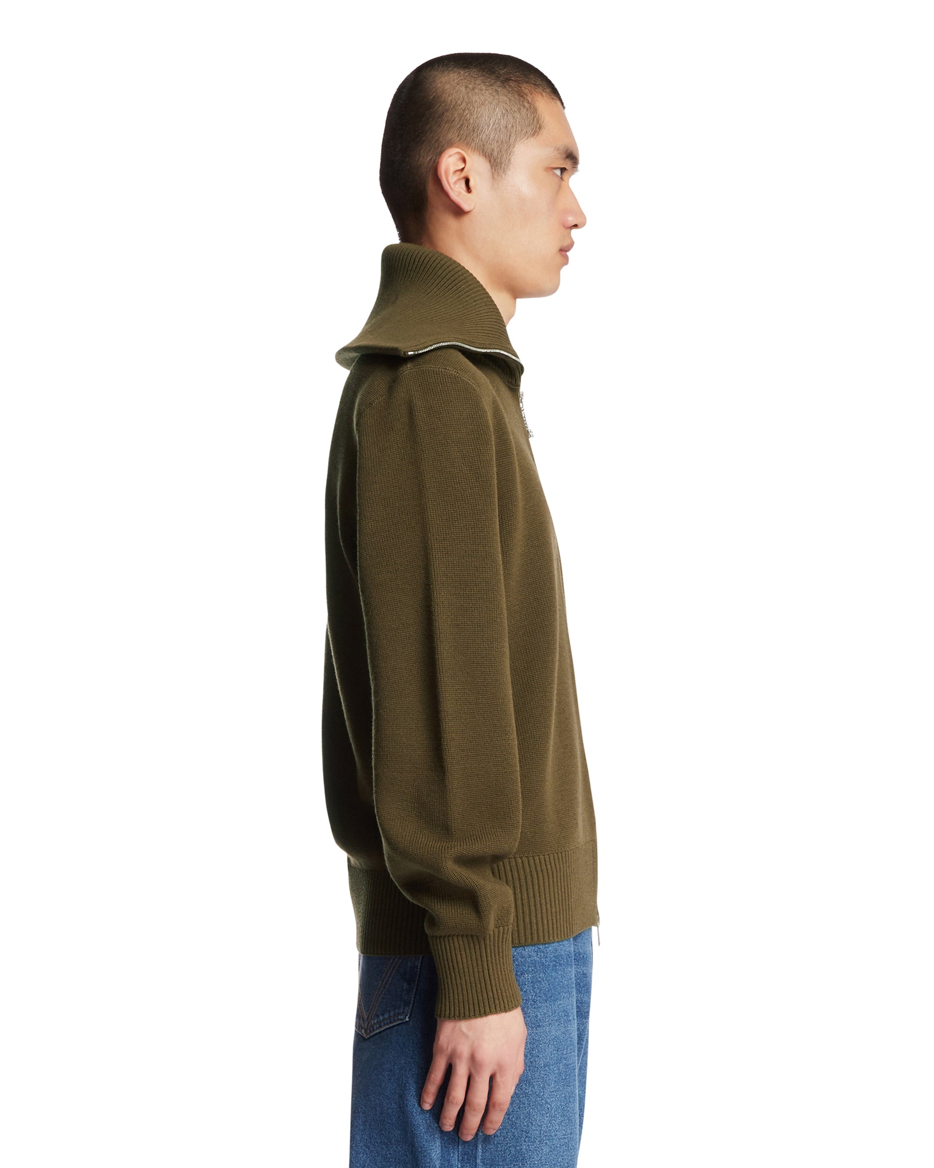 Оригінальна Green Wool And Cotton Zip Cardigan Bottega veneta – збільшений вид