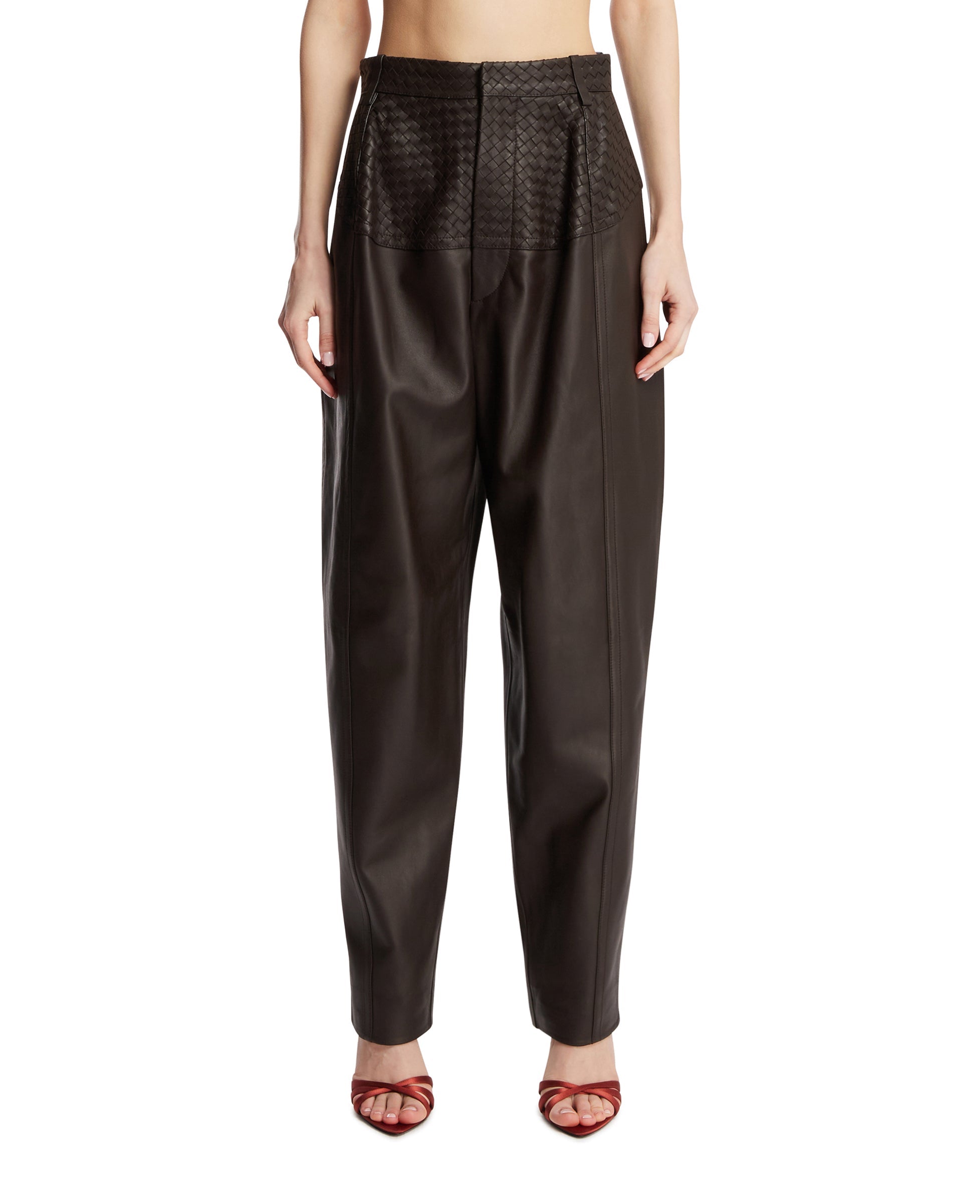 Brown Leather Pants Bottega veneta оригінал – Купити в Україні – боковий вид