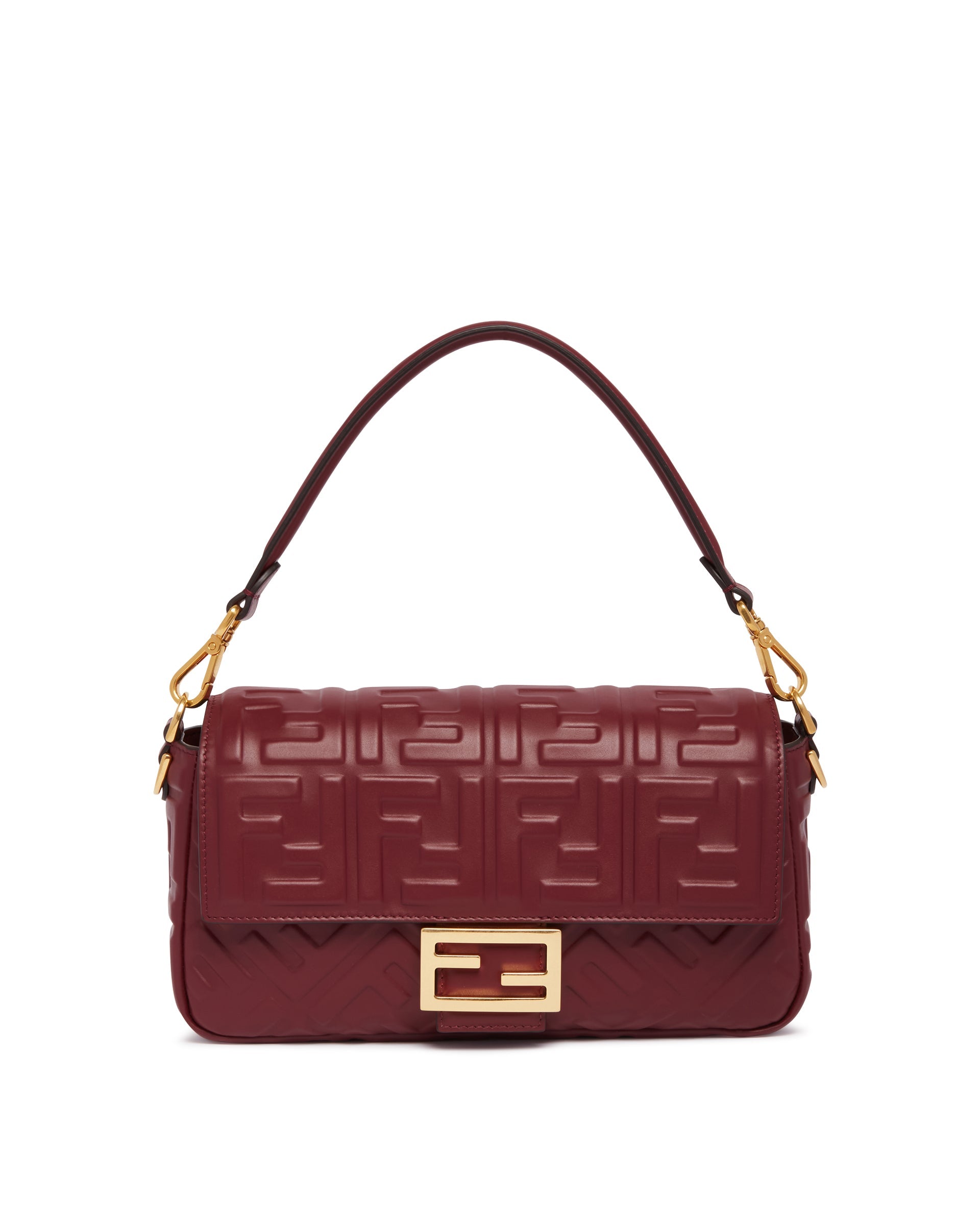 Burgundy Leather Baguette Bag Fendi оригінал – Купити в Україні – боковий вид