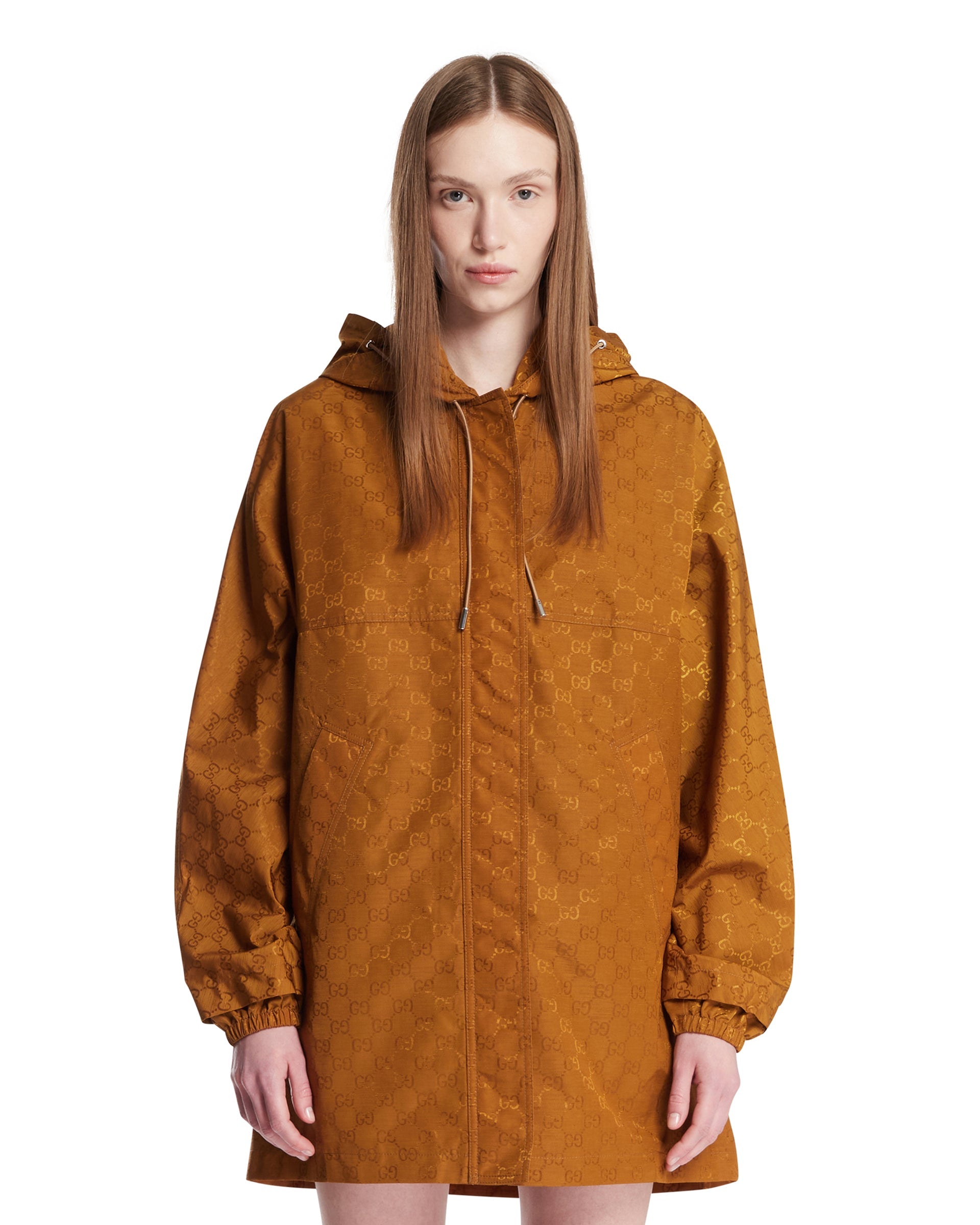 Beige Gg Fabric Hooded Jacket Gucci – Гарантія оригінальності – боковий вид