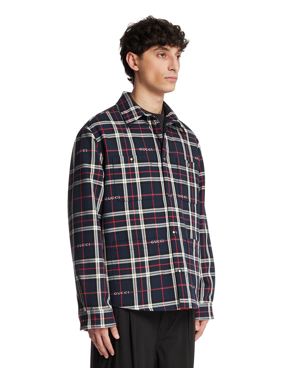 Quilted Jacquard Cotton Tartan Shirt Gucci – Гарантія оригінальності – вид ззаду