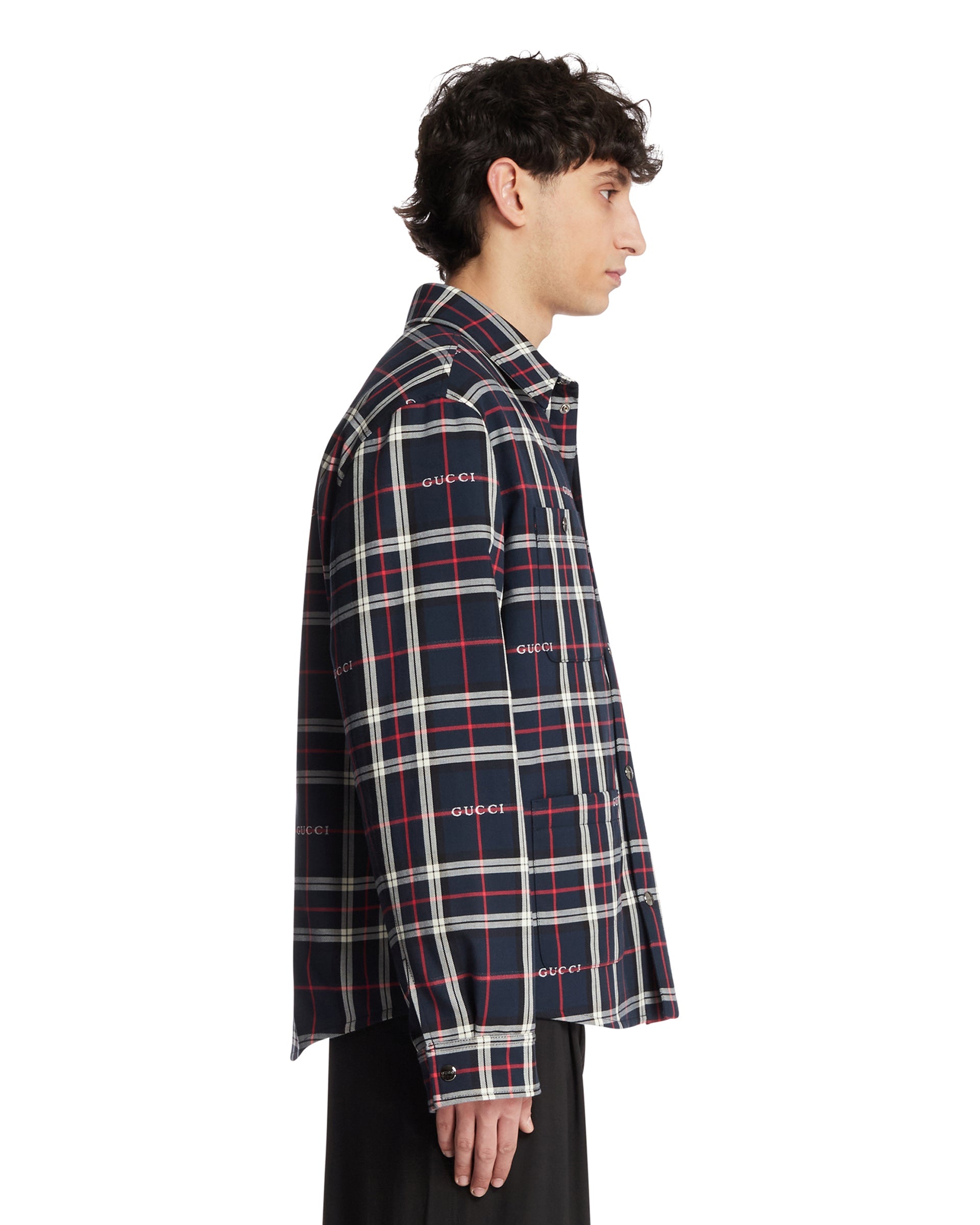 Quilted Jacquard Cotton Tartan Shirt Gucci – Гарантія оригінальності – збільшений вид