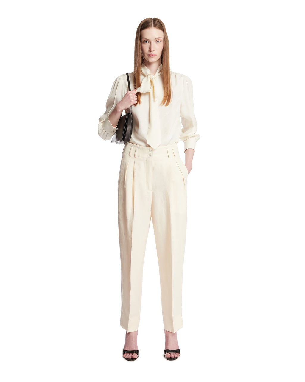 White Gg Interlocking Crepe Satin And Silk Shirt Gucci – Гарантія оригінальності – детальний вид