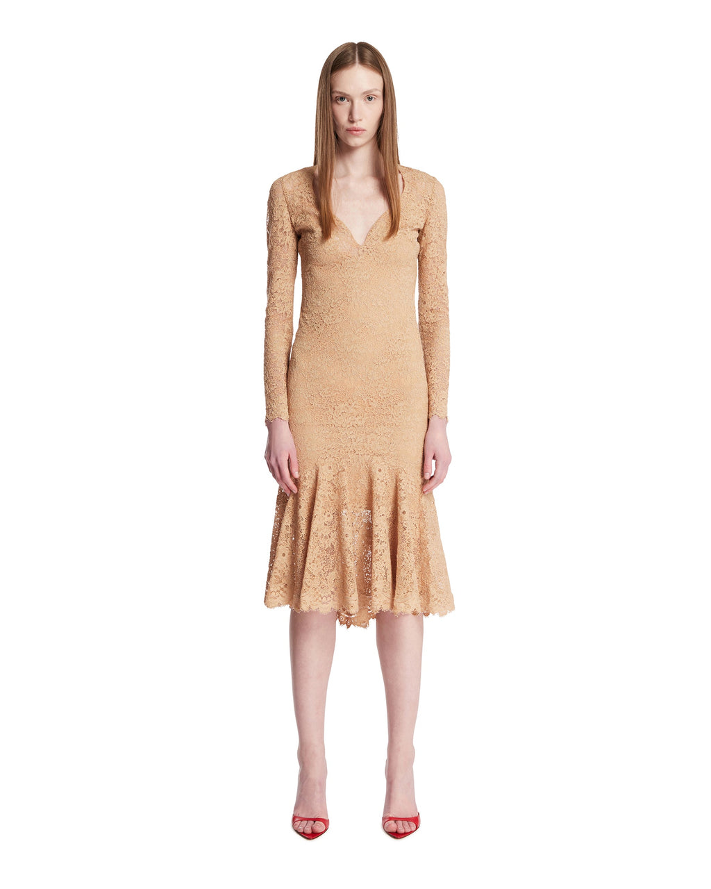 Beige Gg Floral Motif Lace Dress Gucci оригінал – Купити в Україні – боковий вид