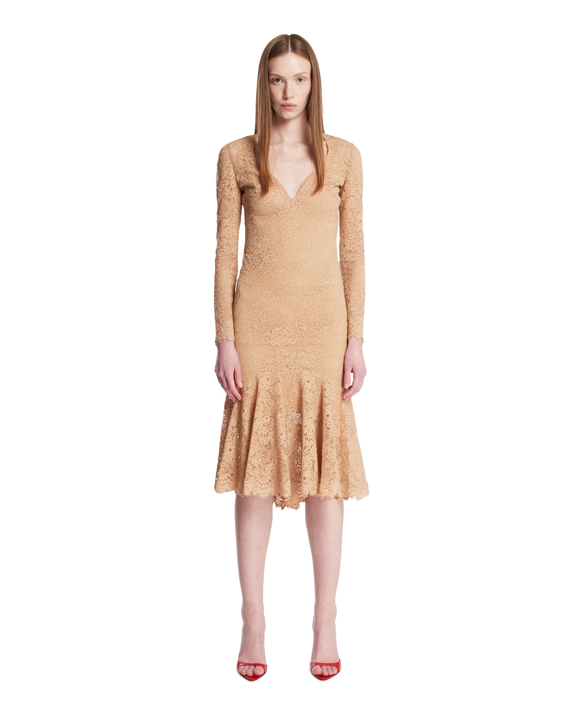 Beige Gg Floral Motif Lace Dress Gucci оригінал – Купити в Україні – боковий вид