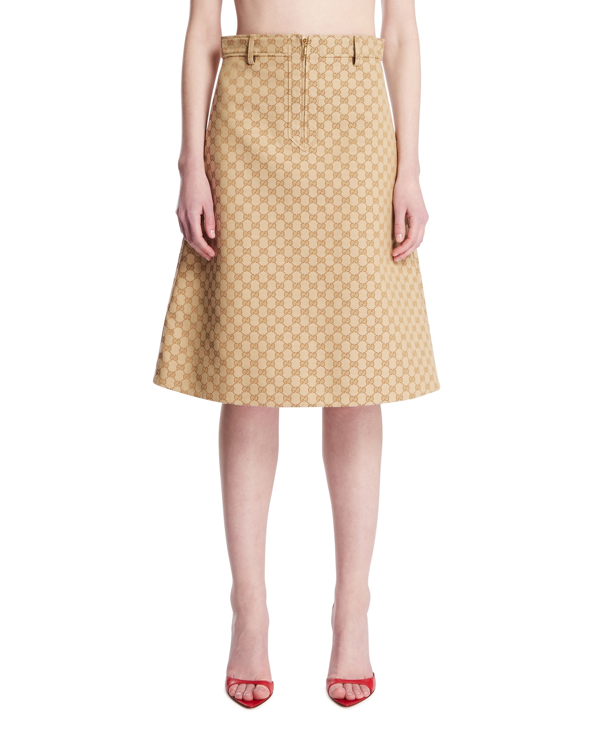Beige Cotton Canvas Skirt Gucci оригінал – Купити в Україні – боковий вид