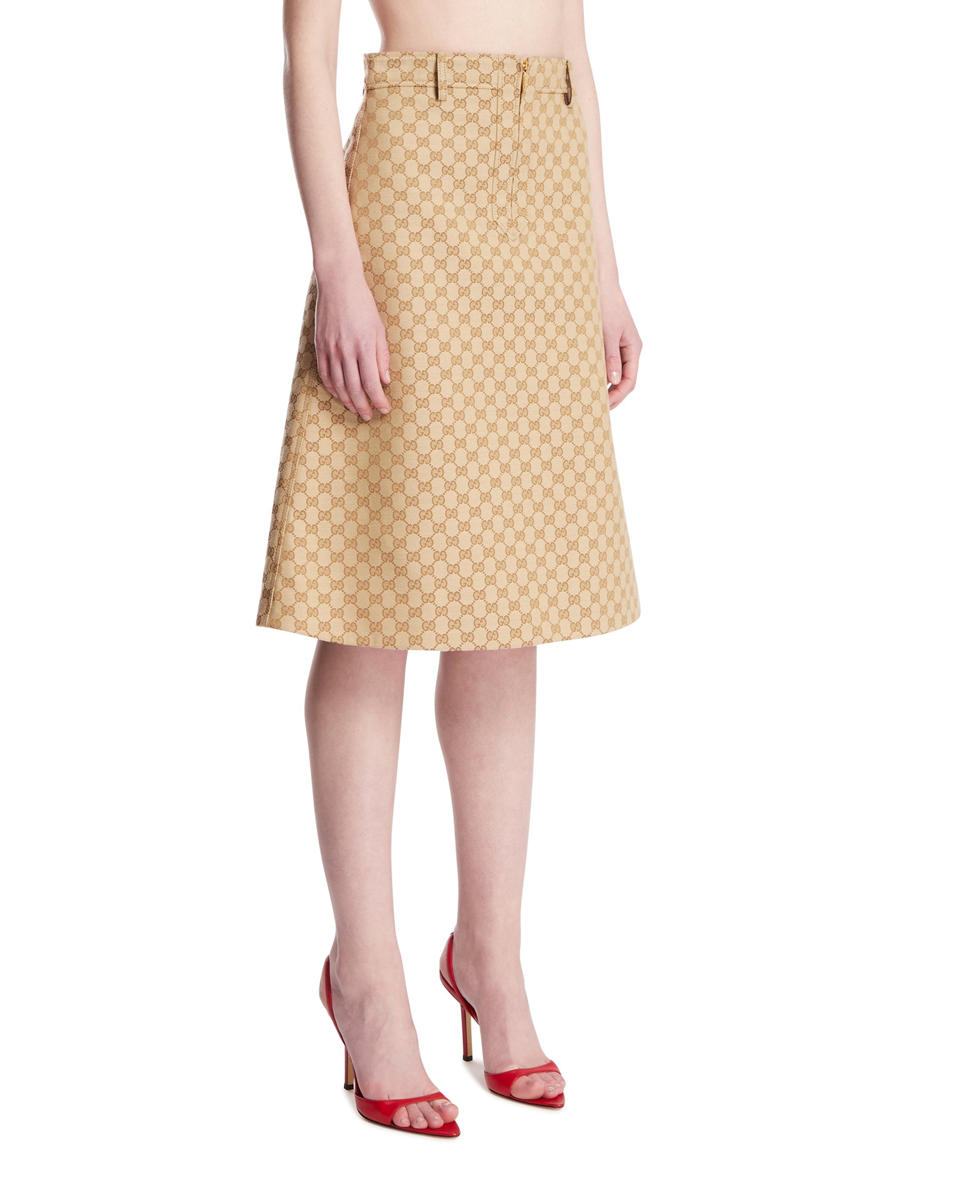 Beige Cotton Canvas Skirt Gucci оригінал – Купити в Україні – вид ззаду