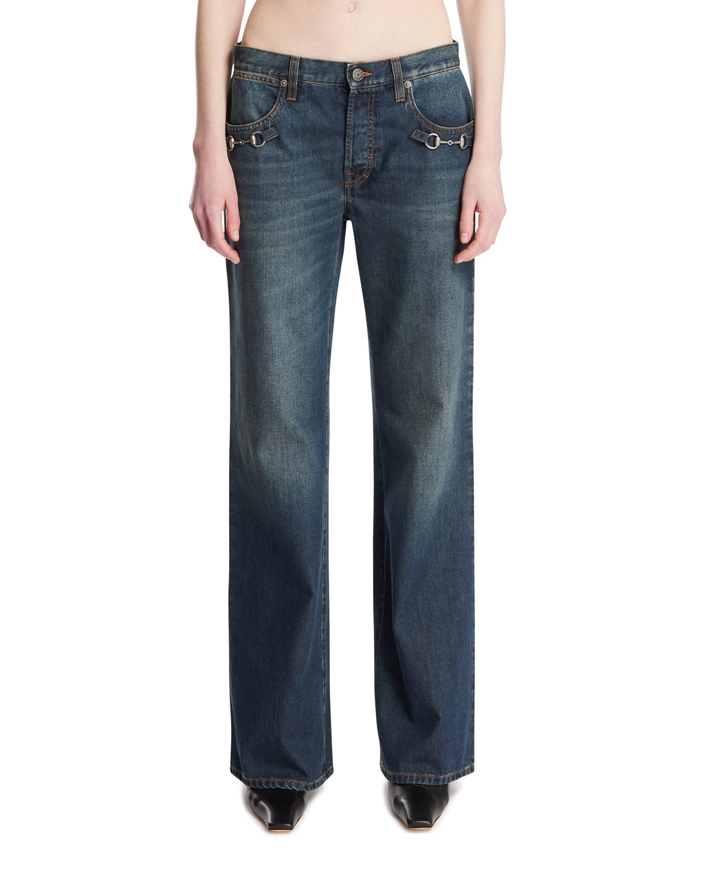 Blue Horsebit Denim Pants Gucci оригінал – Купити в Україні – боковий вид