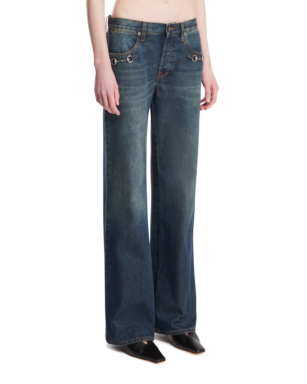Blue Horsebit Denim Pants Gucci оригінал – Купити в Україні – вид ззаду