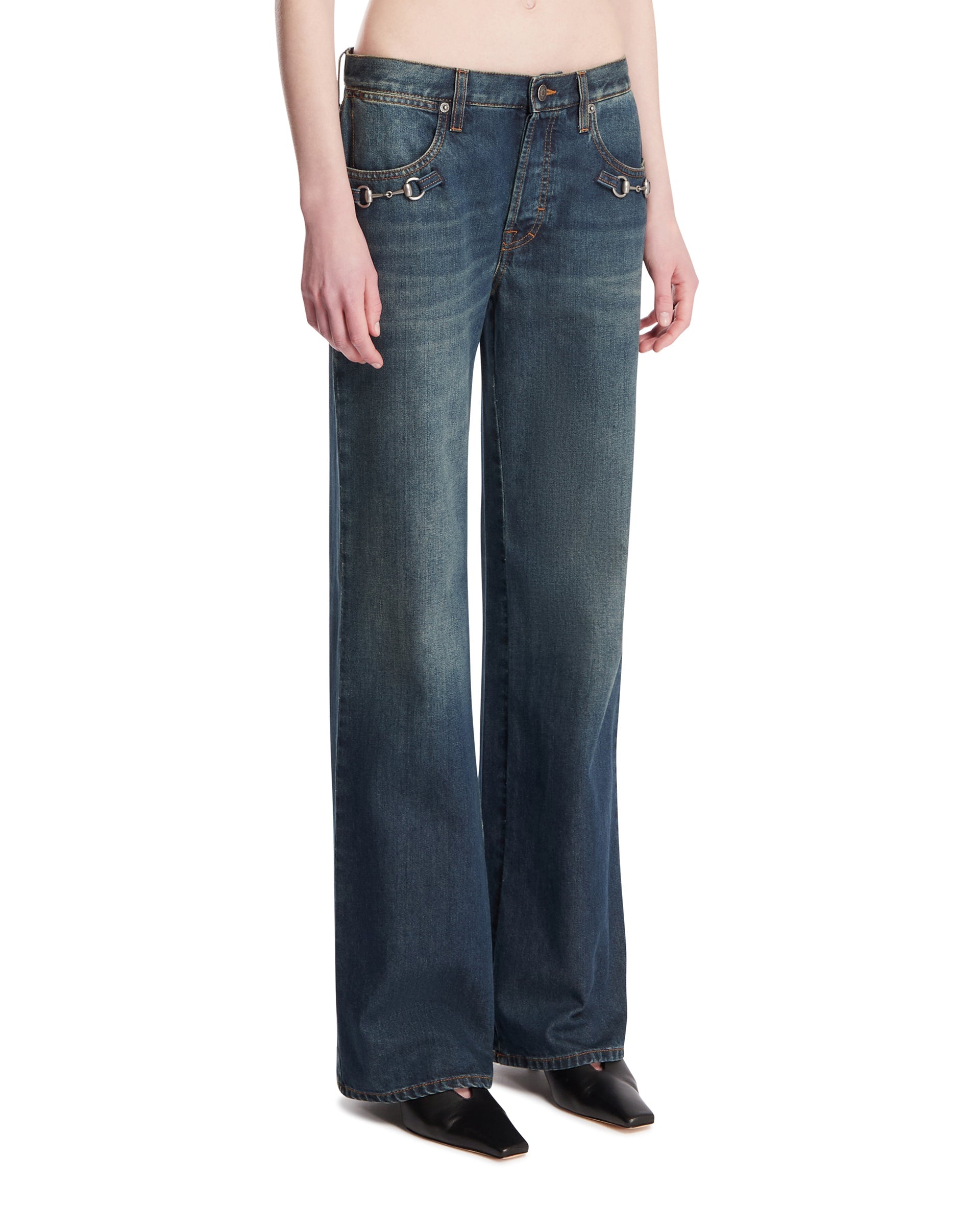 Blue Horsebit Denim Pants Gucci оригінал – Купити в Україні – вид ззаду