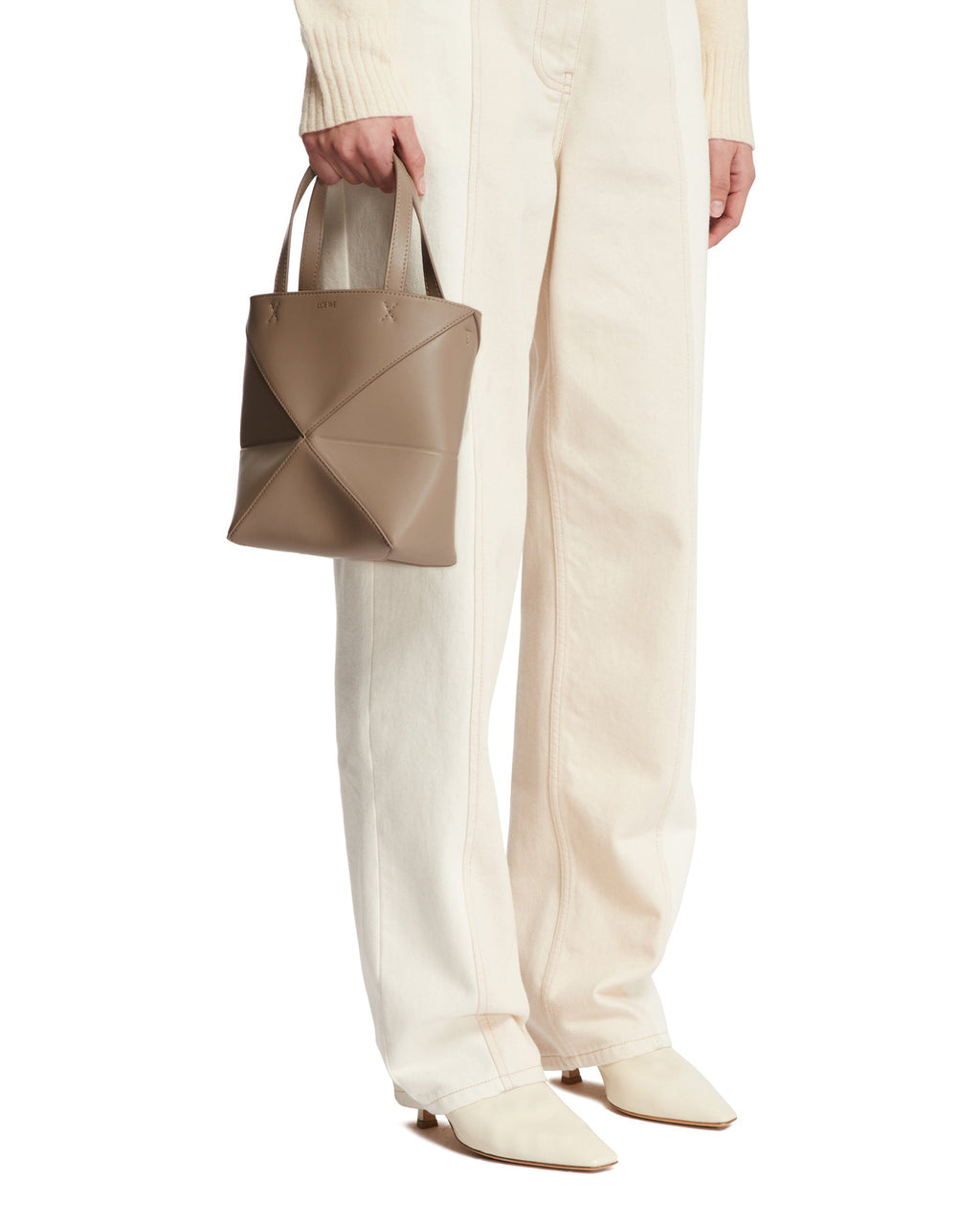 Beige Mini Puzzle Fold Tote Loewe – Гарантія оригінальності – детальний вид