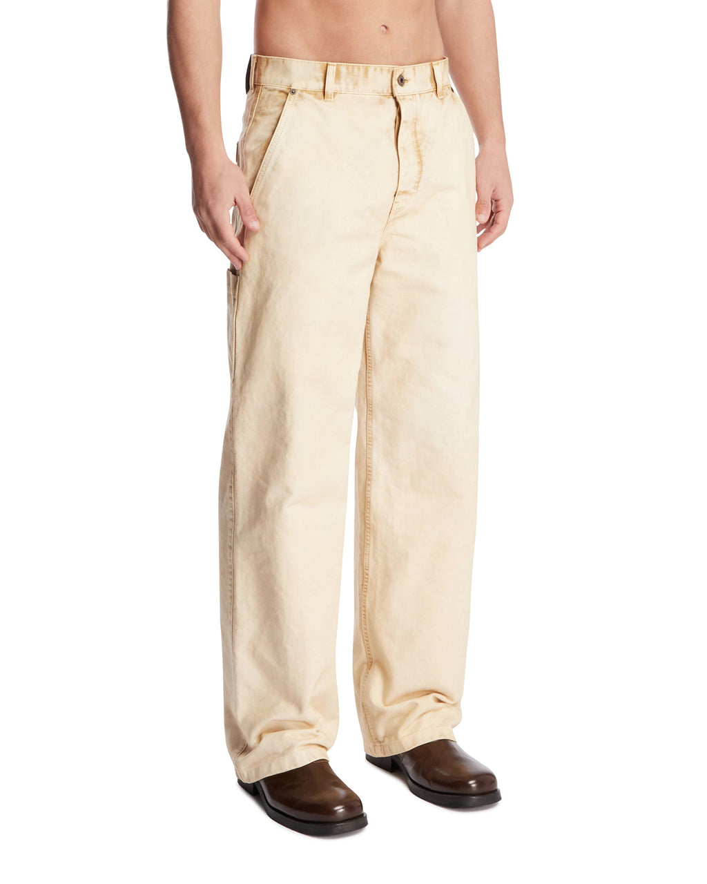Beige Utility Cotton Pants Loewe – Гарантія оригінальності – вид ззаду