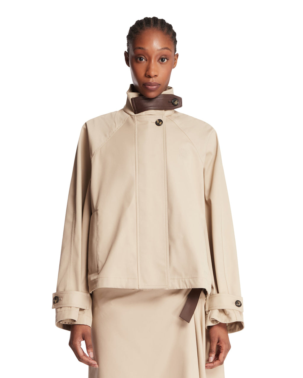 Beige Cotton And Silk Short Parka Loewe – Гарантія оригінальності – боковий вид