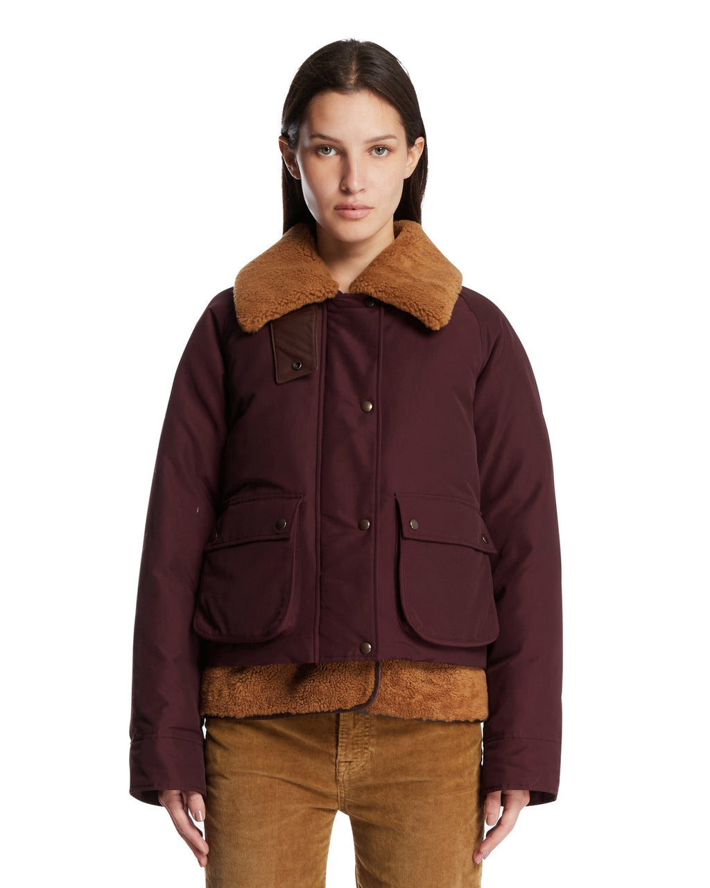 Burgundy Puffer Jacket Loewe – Гарантія оригінальності – боковий вид