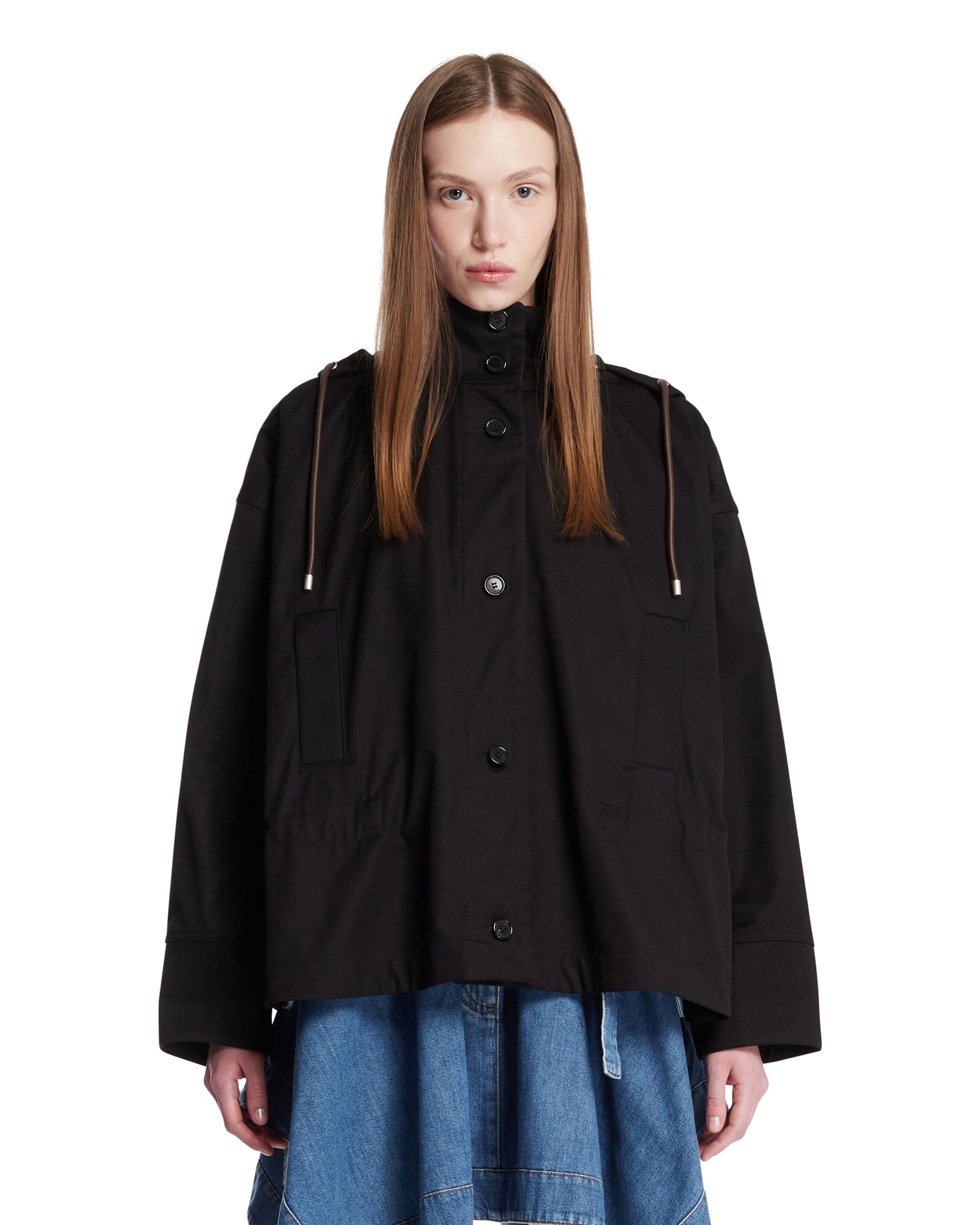 Black Cotton And Silk Hooded Jacket Loewe – Гарантія оригінальності – боковий вид