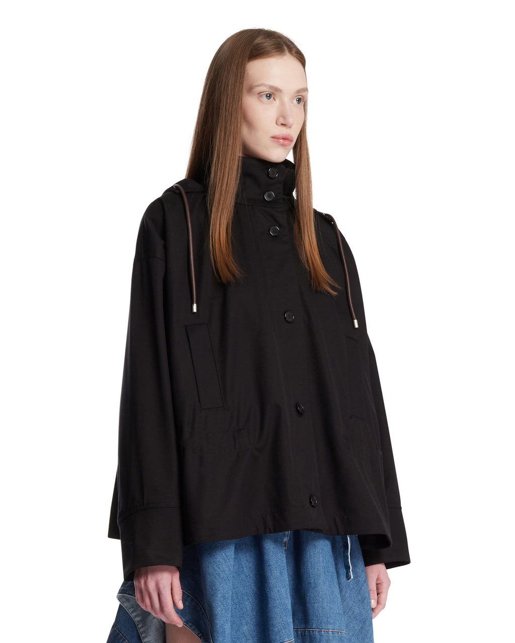 Black Cotton And Silk Hooded Jacket Loewe – Гарантія оригінальності – вид ззаду