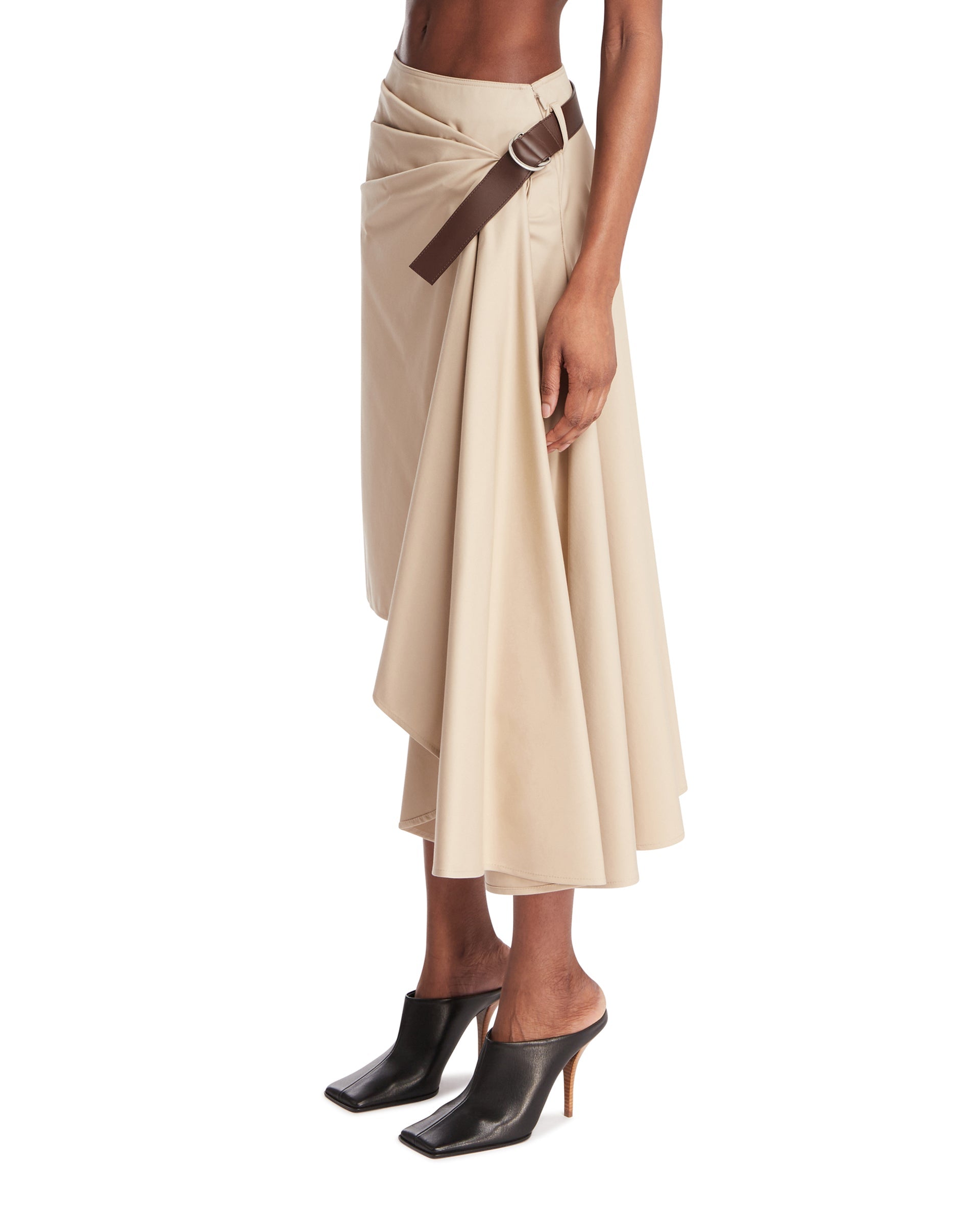Оригінальна Beige Asymmetric Belted Skirt Loewe – вид ззаду