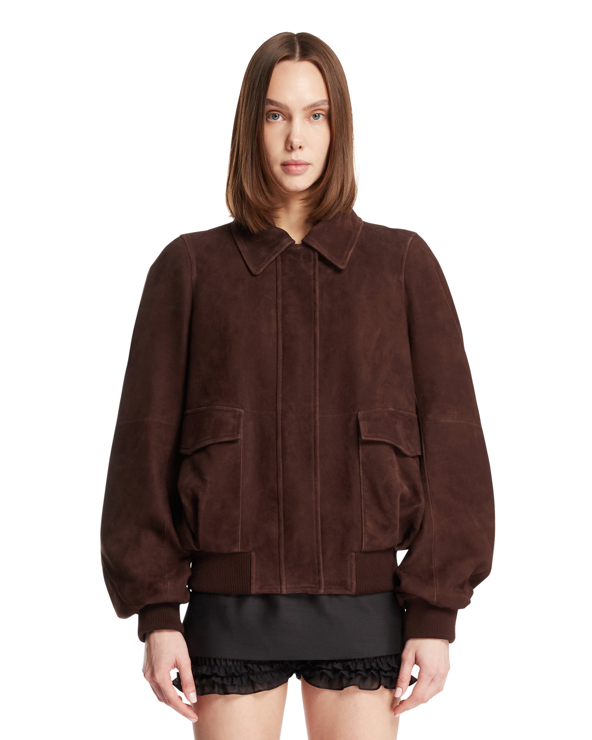 Brown Suede Jacket Loewe – Гарантія оригінальності – боковий вид
