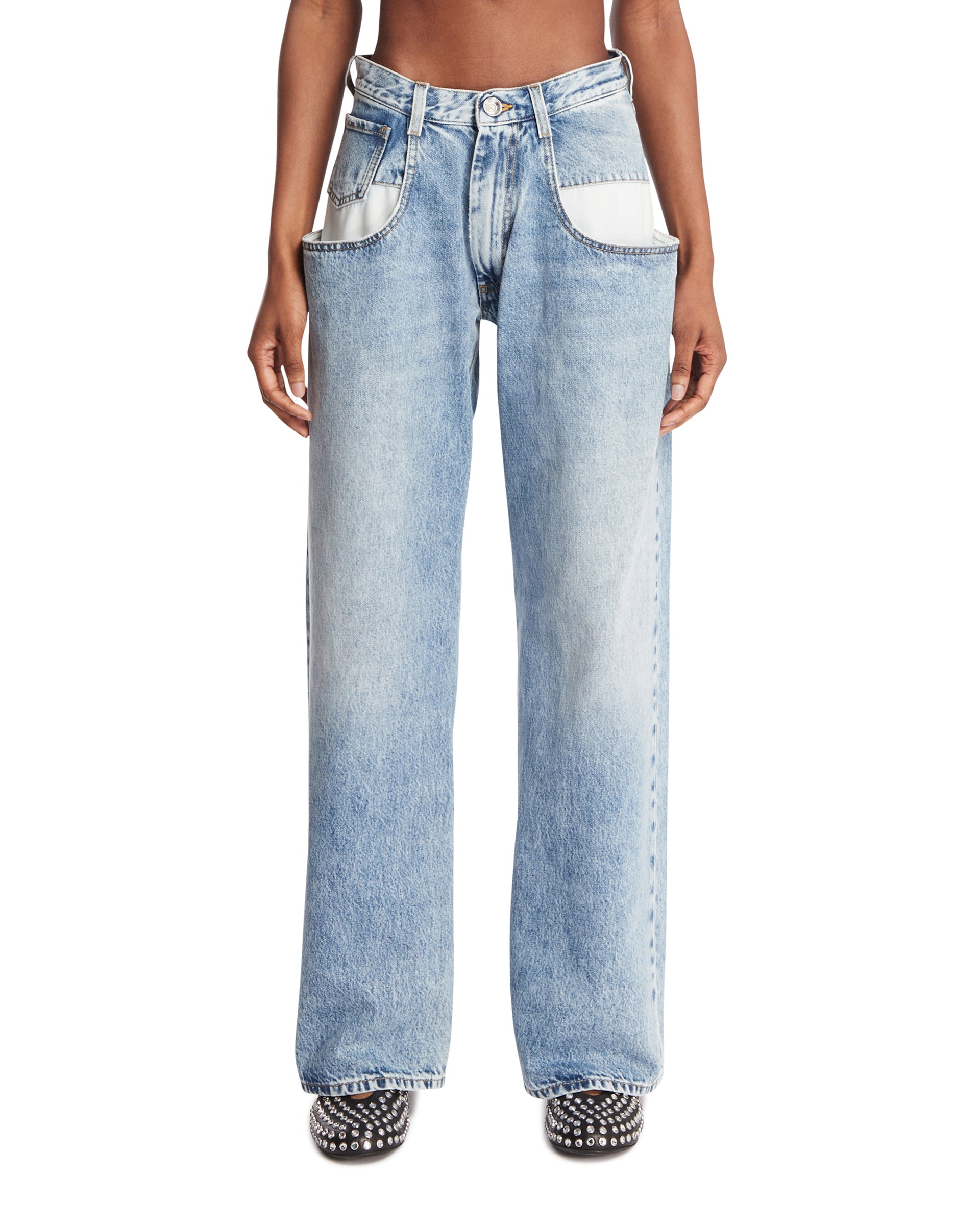 Blue Straight-Leg Jeans With Contrasting Pockets Maison margiela – Гарантія оригінальності – боковий вид