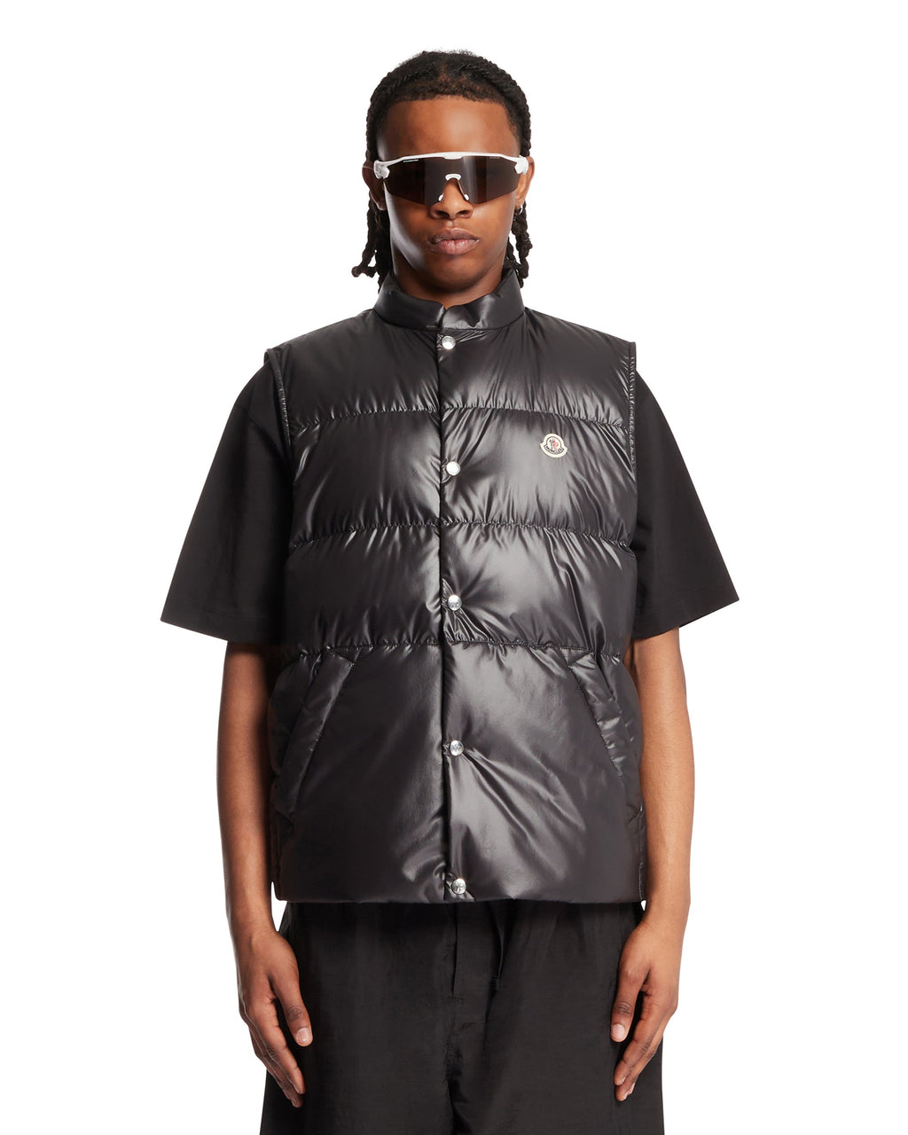 Оригінальна Black Restigo Puffer Vest Moncler – боковий вид