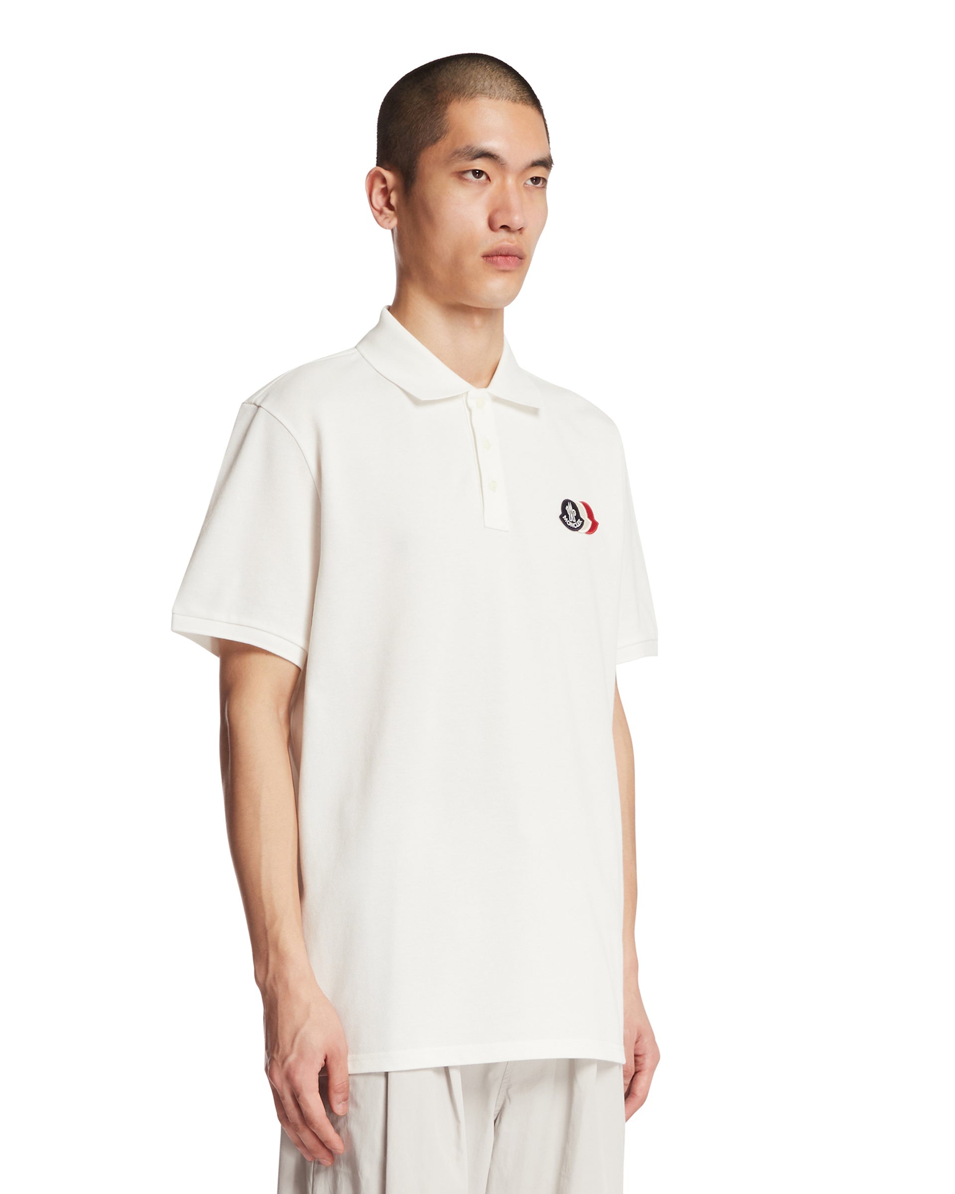 Оригінальна White Triple Patch Polo Shirt Moncler – вид ззаду