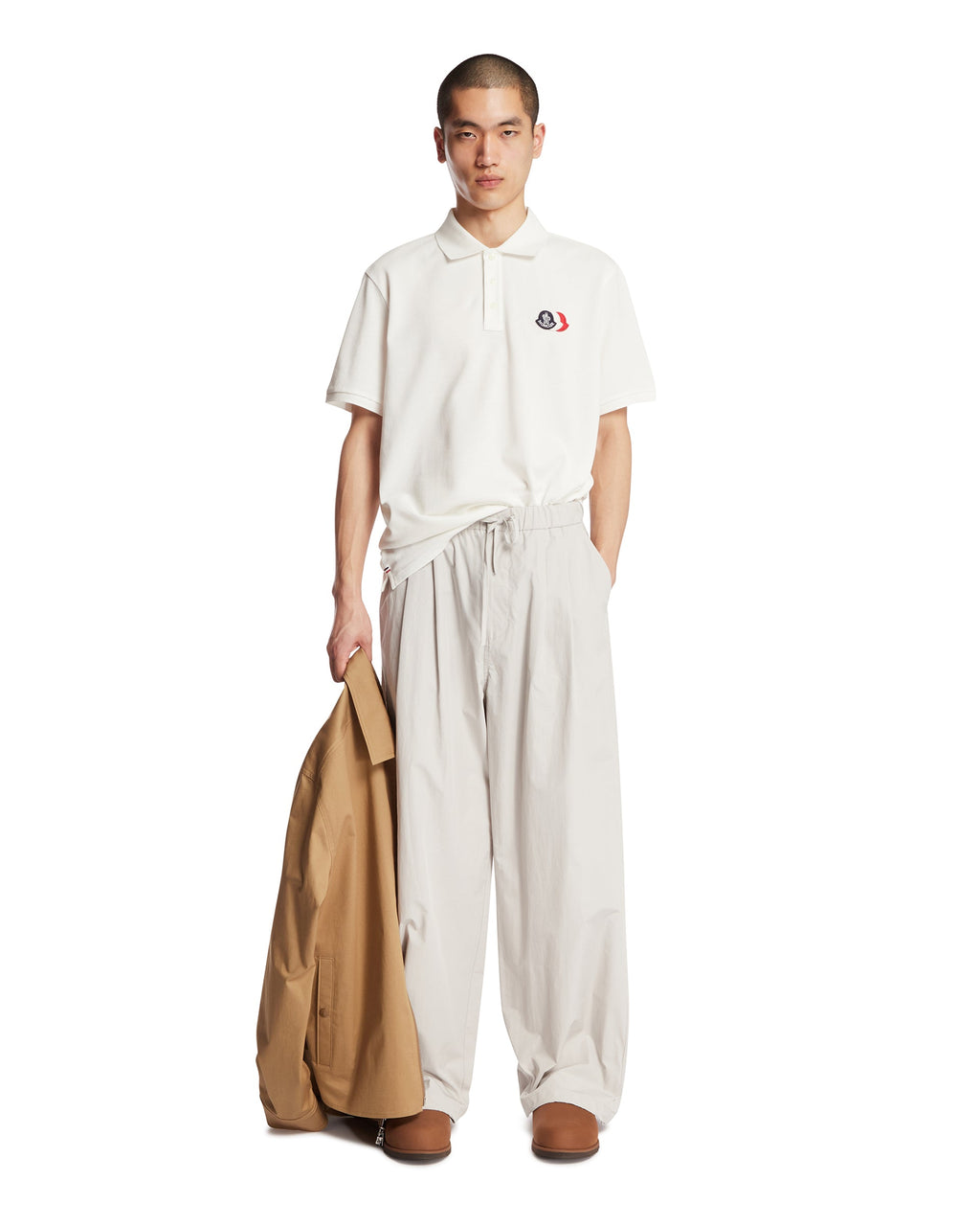 Оригінальна White Triple Patch Polo Shirt Moncler – детальний вид