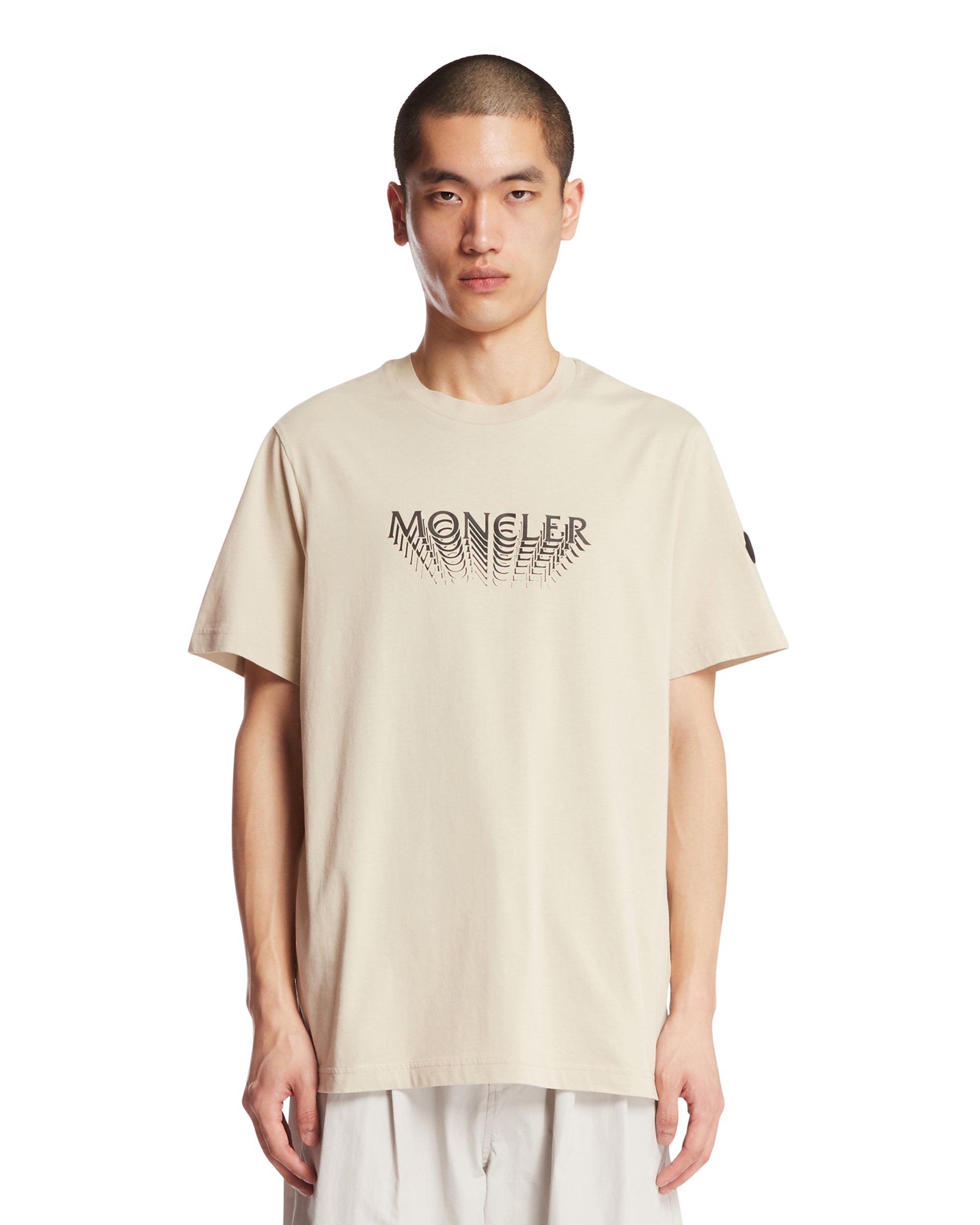 Beige Logo T-Shirt Moncler оригінал – Купити в Україні – боковий вид
