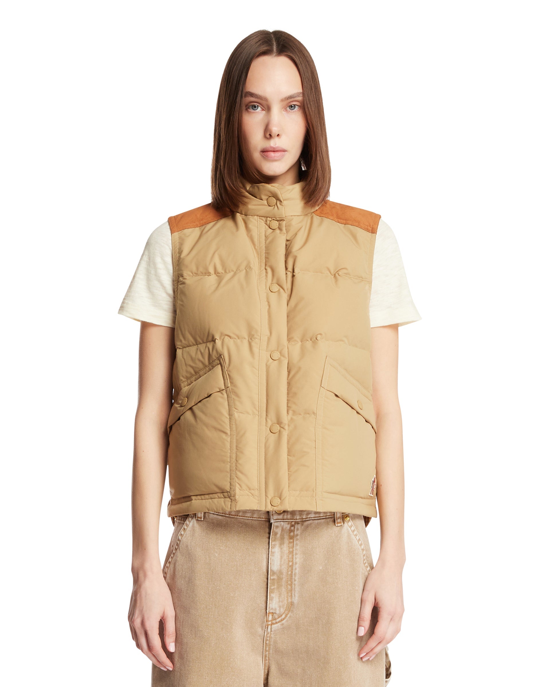 Оригінальна Beige Padded Gilet Moncler – боковий вид