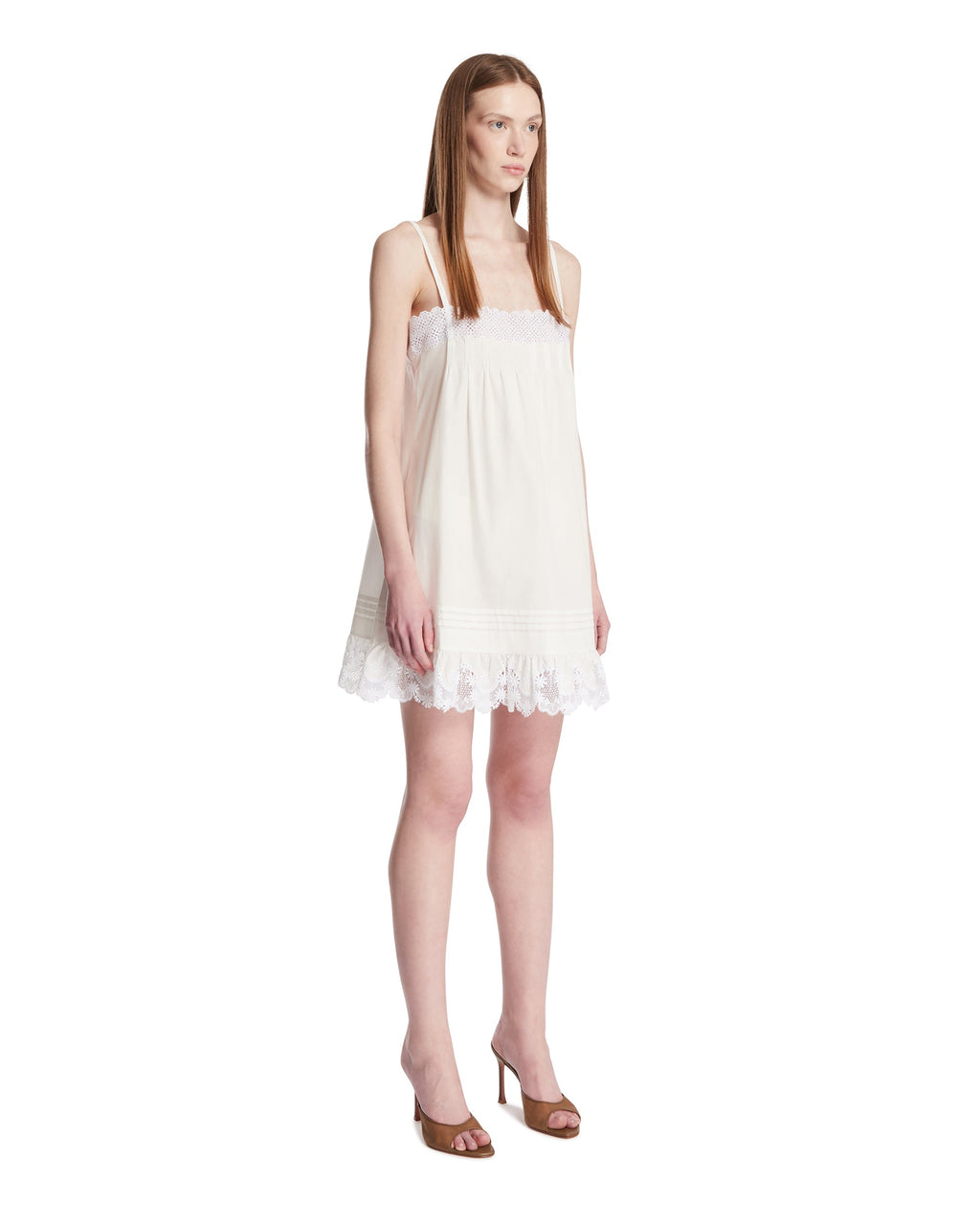 White Cotton And Lace Dress Saint laurent оригінал – Купити в Україні – вид ззаду