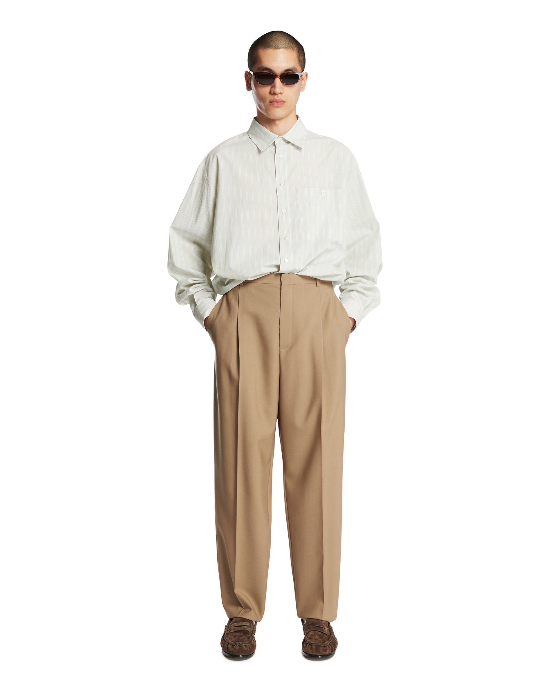 Beige Wool And Mohair Pants Saint laurent – Гарантія оригінальності – детальний вид