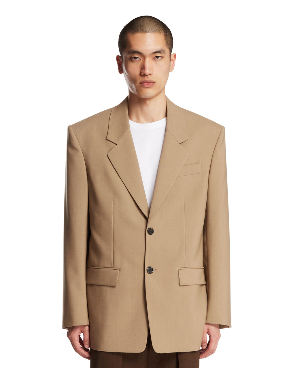 Beige Wool And Mohair Canvas Jacket Saint laurent оригінал – Купити в Україні – боковий вид