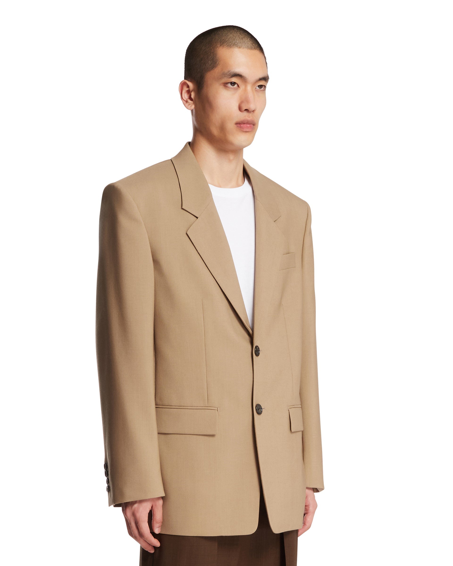 Beige Wool And Mohair Canvas Jacket Saint laurent оригінал – Купити в Україні – вид ззаду