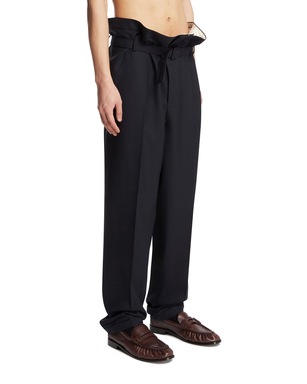 Оригінальна Blue Wool Paperbag Pants Saint laurent – вид ззаду