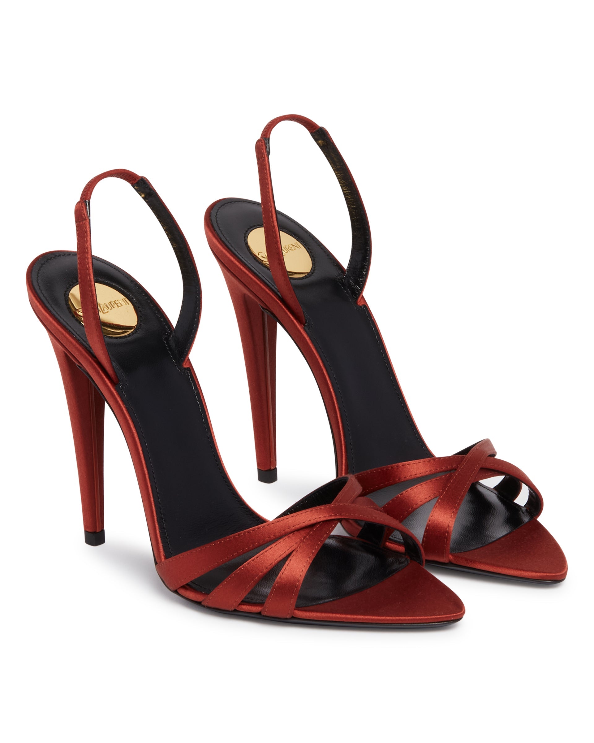 Red Kate Satin Sandals Saint laurent – Гарантія оригінальності – детальний вид