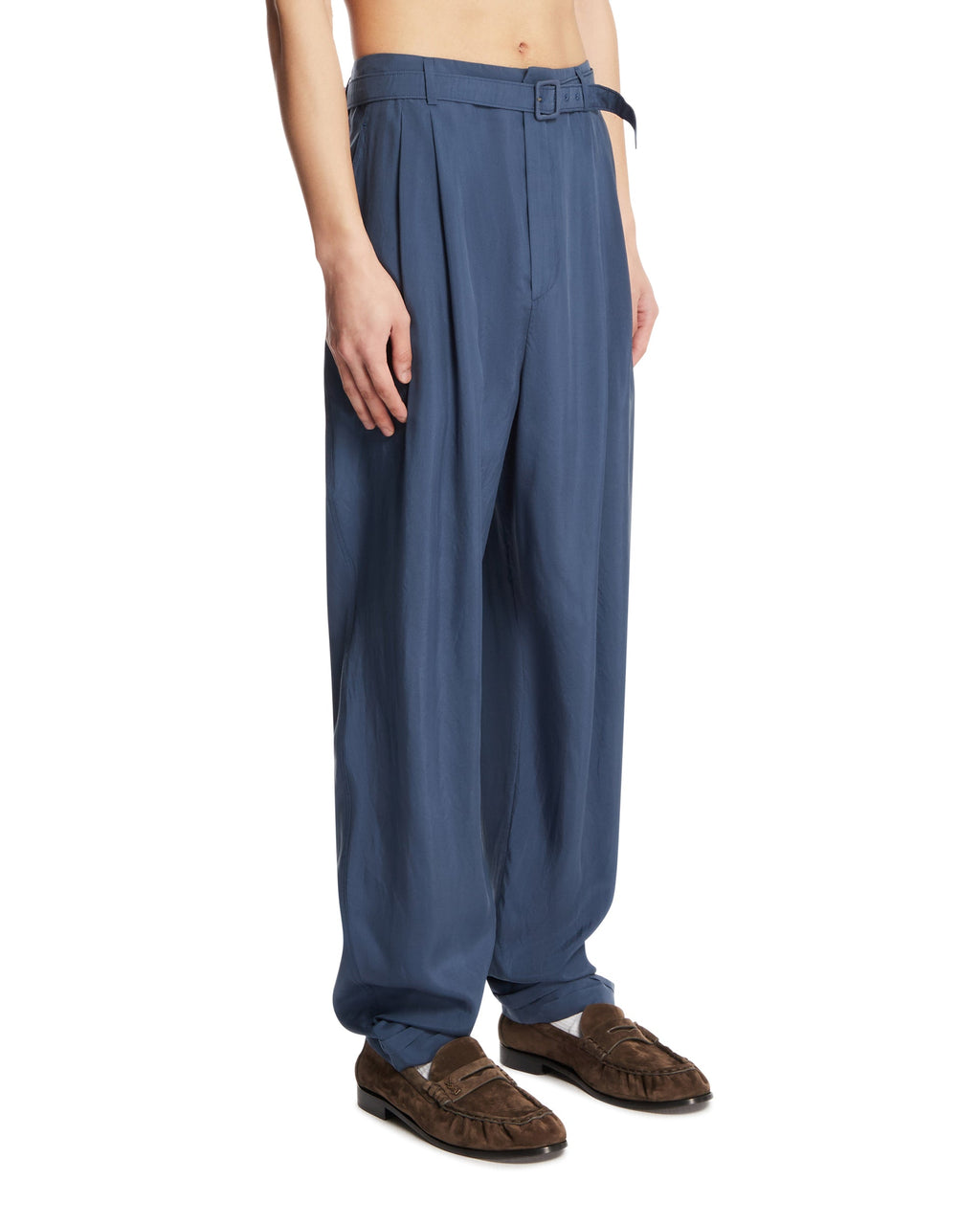Blue Silk Belted Pants Saint laurent оригінал – Купити в Україні – вид ззаду