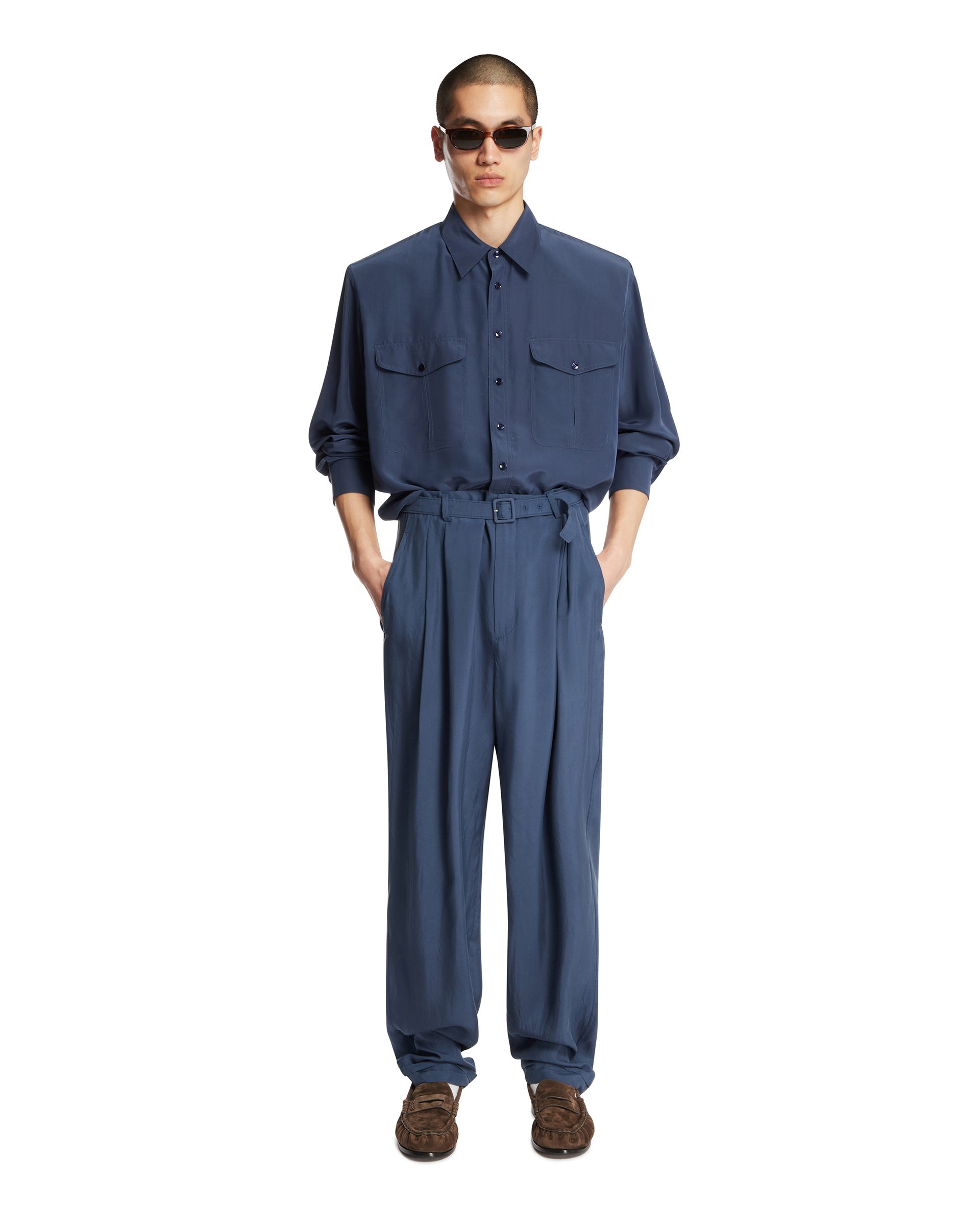 Blue Silk Belted Pants Saint laurent оригінал – Купити в Україні – детальний вид