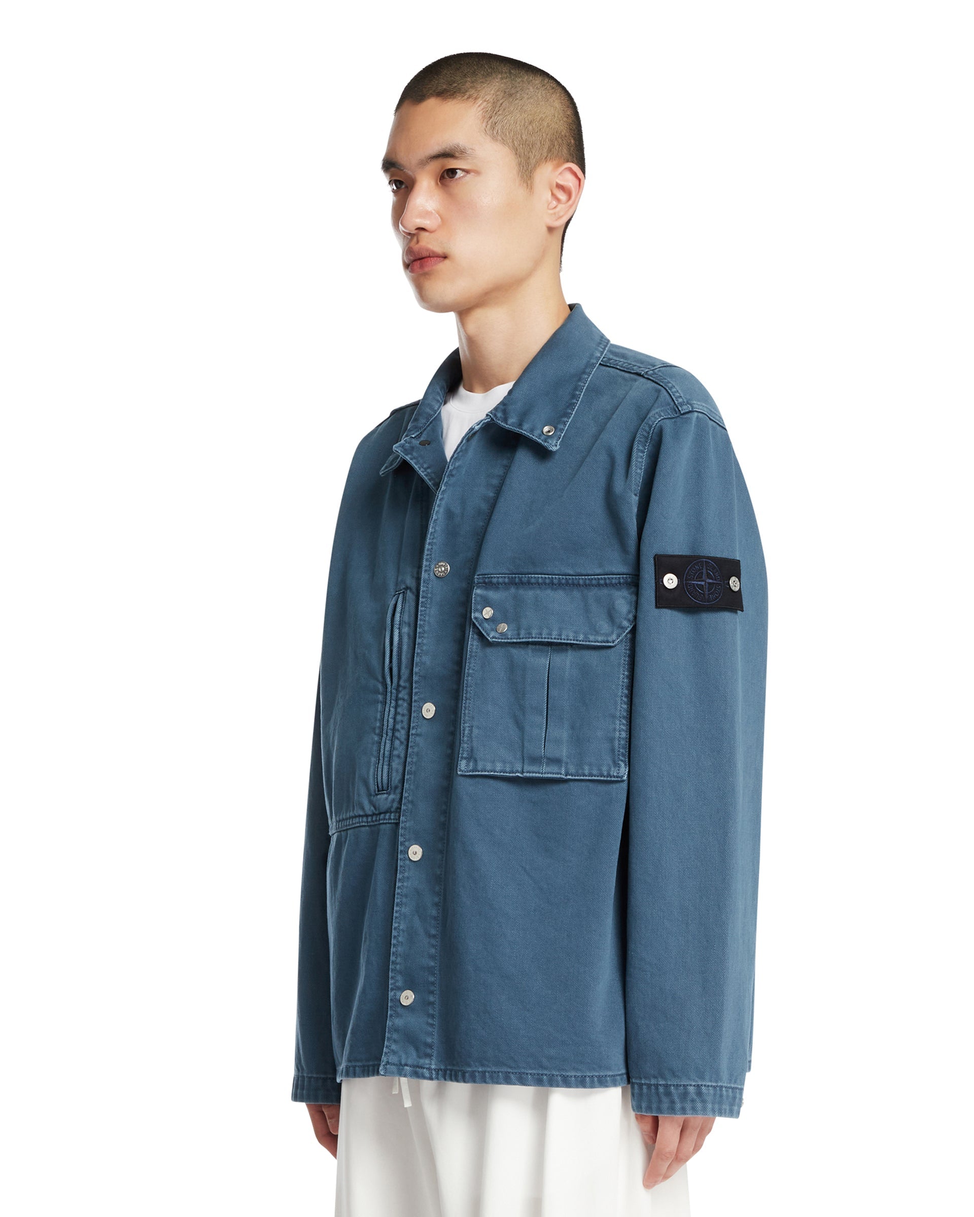 Оригінальна Blue Cotton Denim Overshirt Stone island – вид ззаду