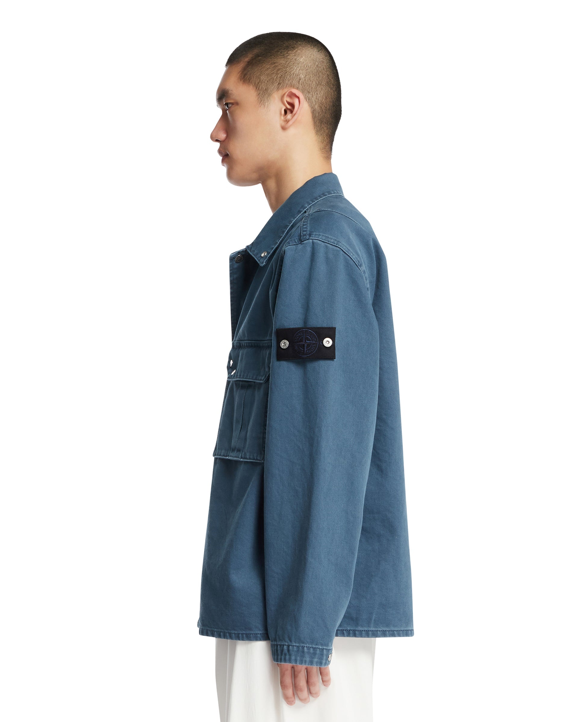 Оригінальна Blue Cotton Denim Overshirt Stone island – збільшений вид