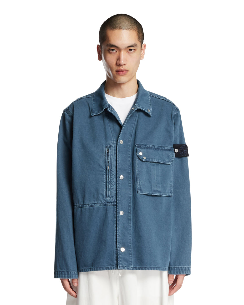 Оригінальна Blue Cotton Denim Overshirt Stone island – боковий вид