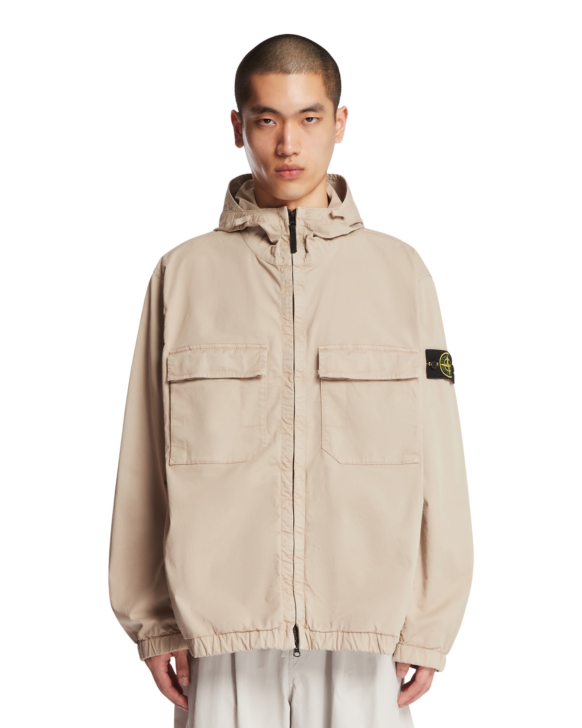 Beige Hooded Windbreaker Jacket Stone island оригінал – Купити в Україні – боковий вид