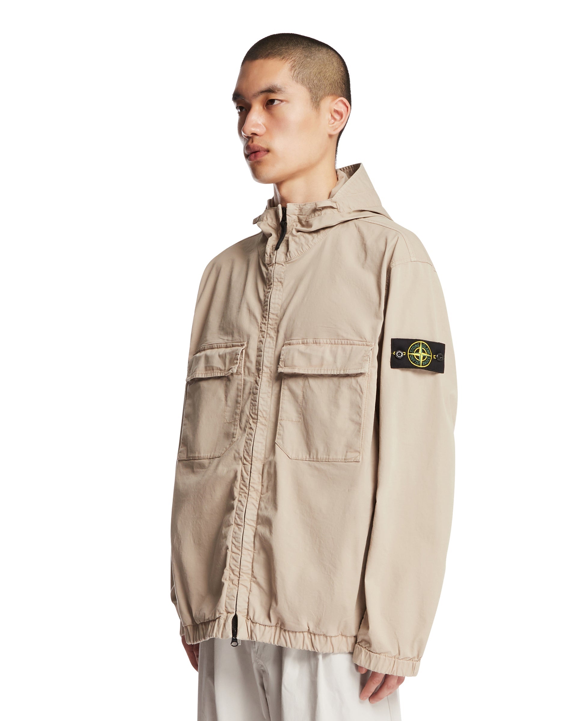 Beige Hooded Windbreaker Jacket Stone island оригінал – Купити в Україні – вид ззаду