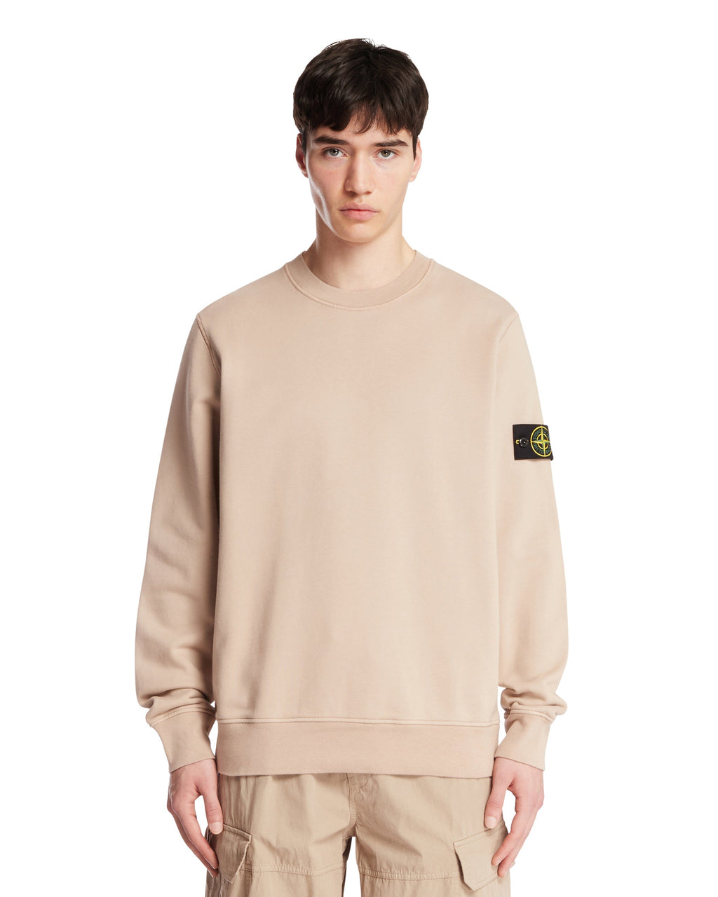 Beige Cotton Sweatshirt Stone island оригінал – Купити в Україні – боковий вид
