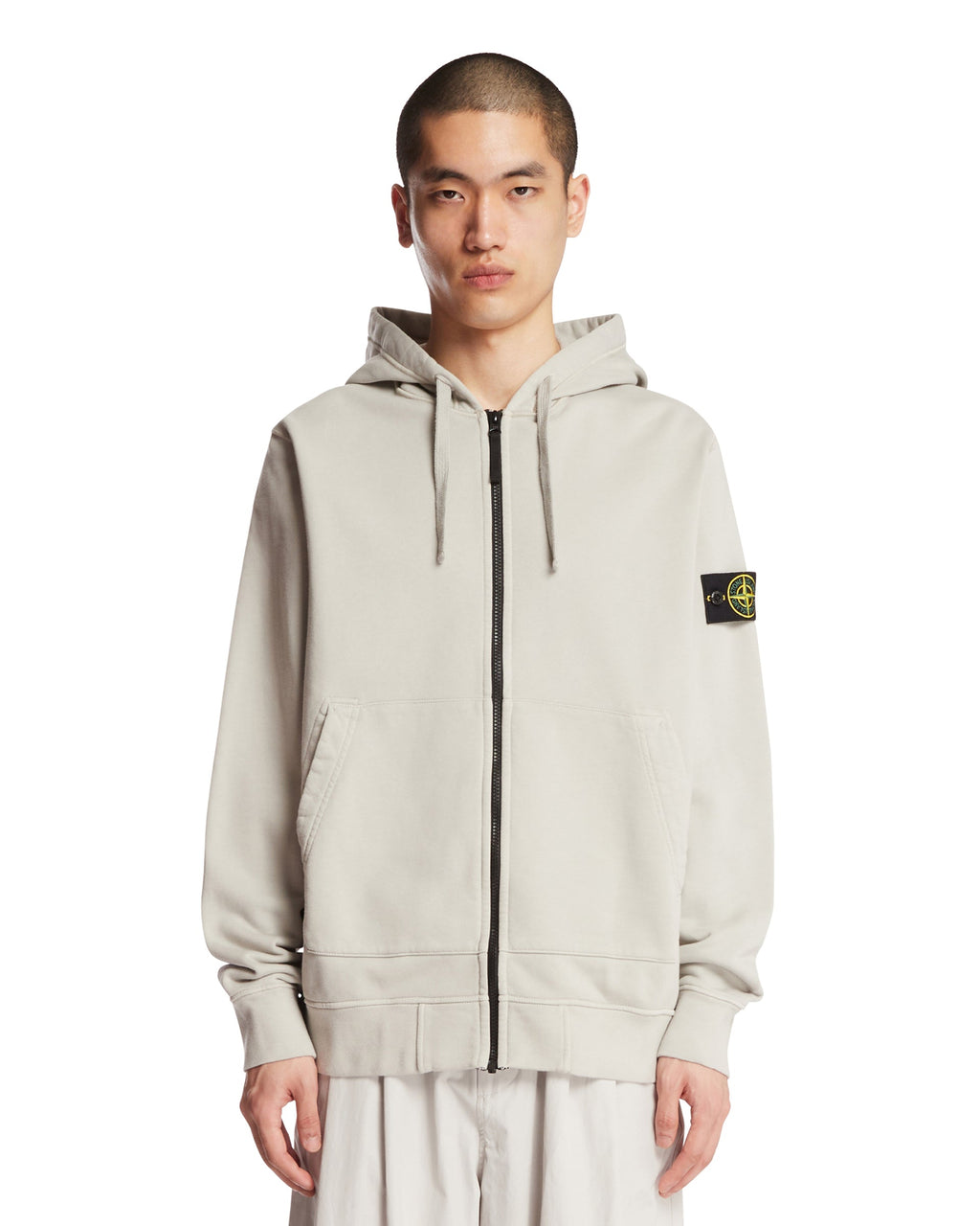 Gray Zip-Up Hoodie Stone island оригінал – Купити в Україні – боковий вид