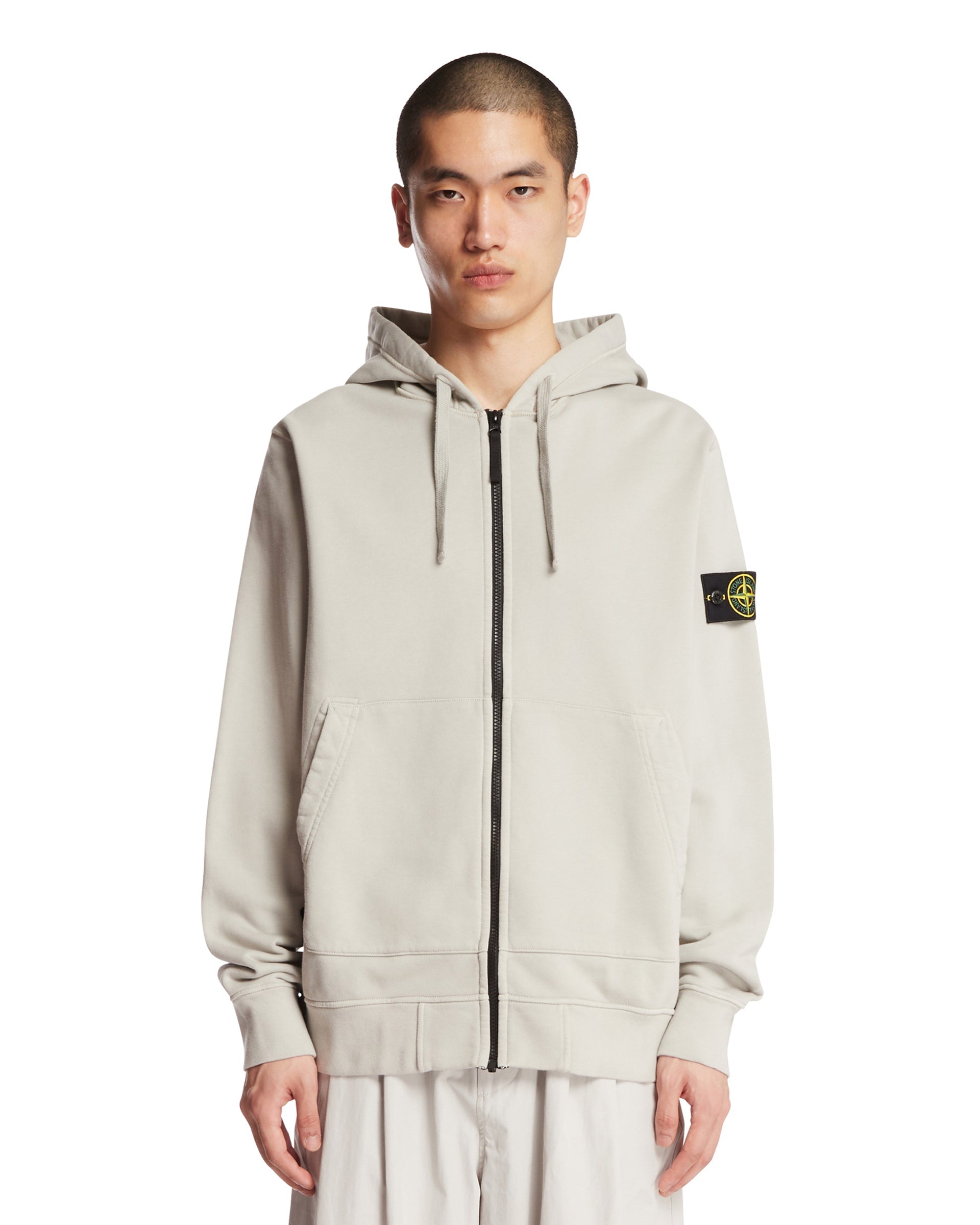 Gray Zip-Up Hoodie Stone island оригінал – Купити в Україні – боковий вид