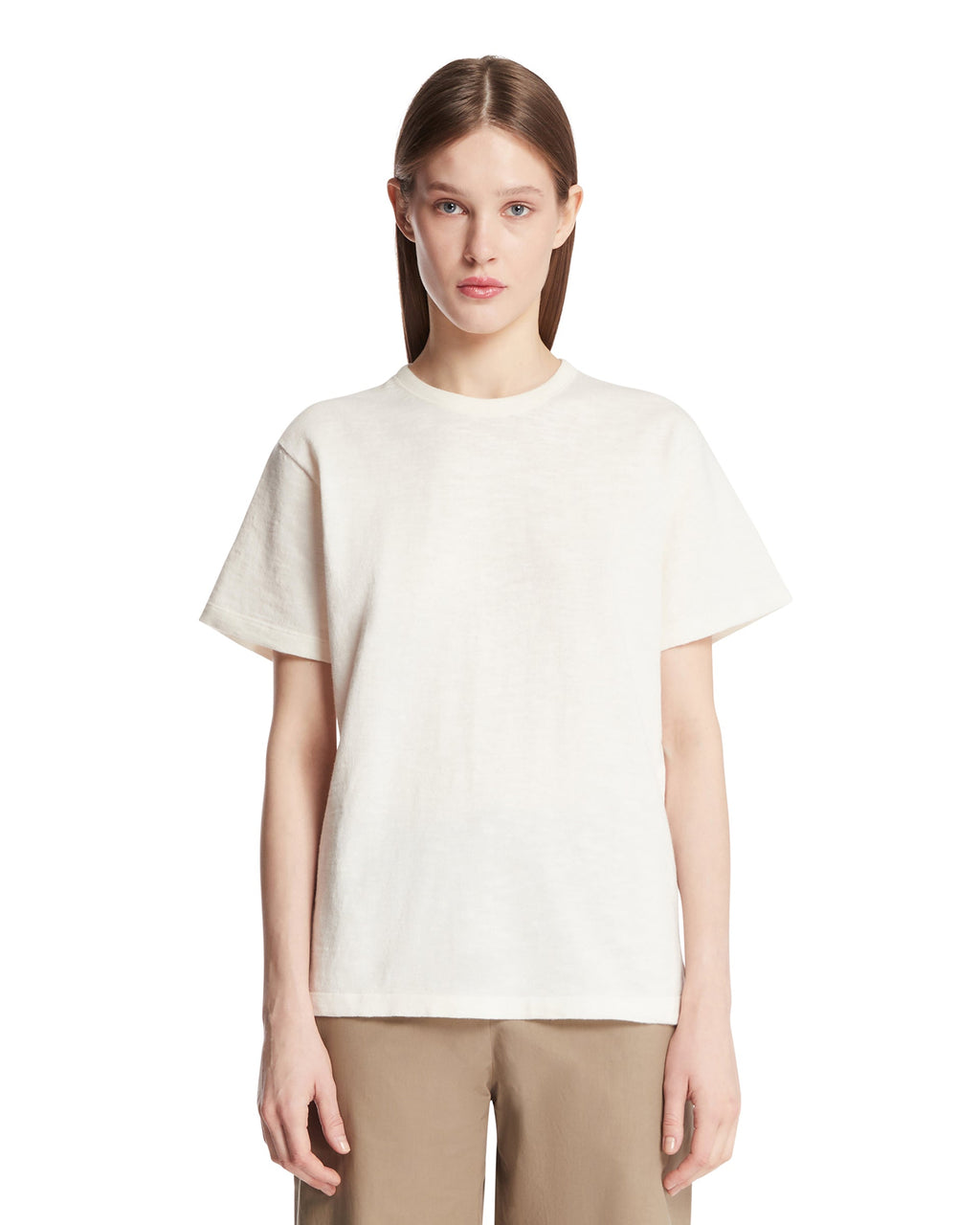 Оригінальна White Cotton And Linen T-Shirt The row – боковий вид