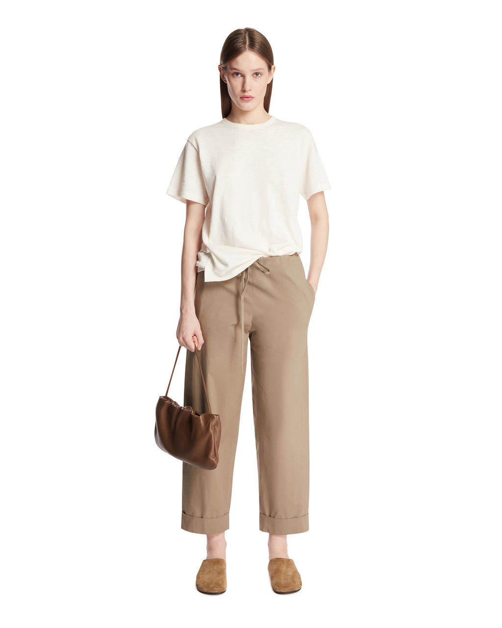 Оригінальна White Cotton And Linen T-Shirt The row – детальний вид
