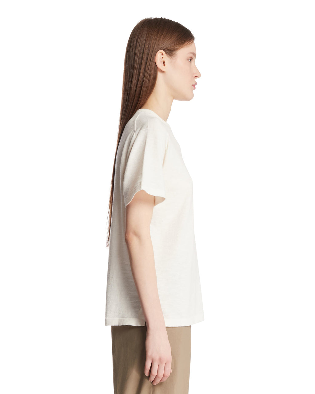 Оригінальна White Cotton And Linen T-Shirt The row – збільшений вид