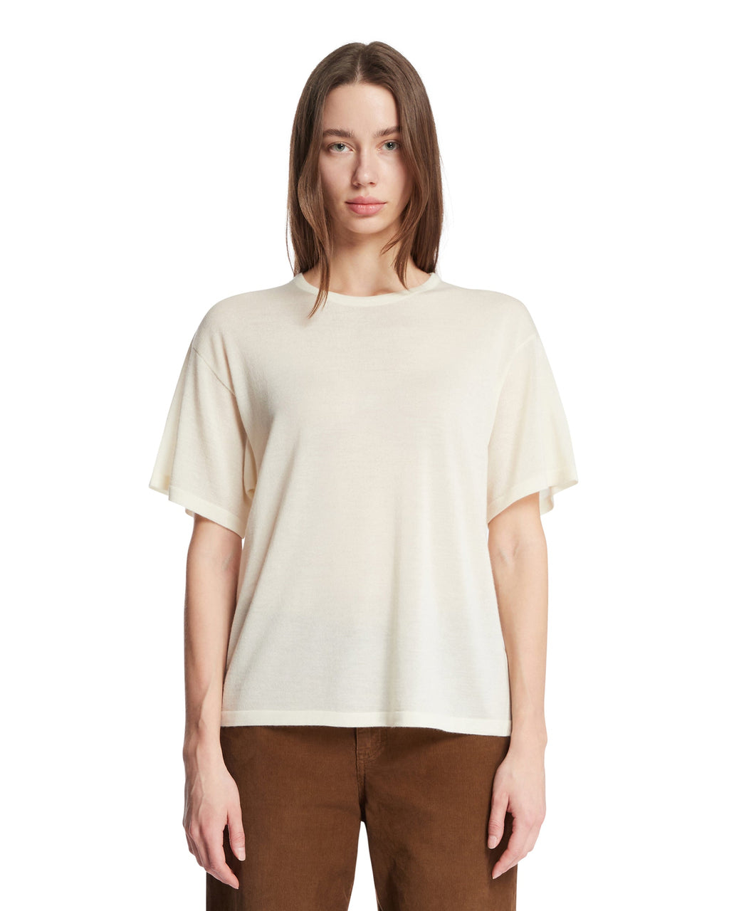 White Cashmere T-Shirt The row – Гарантія оригінальності – боковий вид